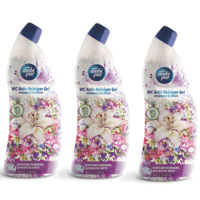 ambi pur Ambi Pur WC Aktiv Reiniger Gel White Flowers 750ml (3er Pack) WC-Reiniger