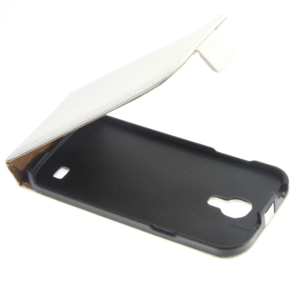 Handytasche Slim Leder Flip Handyhülle für Samsung Galaxy S4 mini Weiß 42507105078 (Flip Cover)