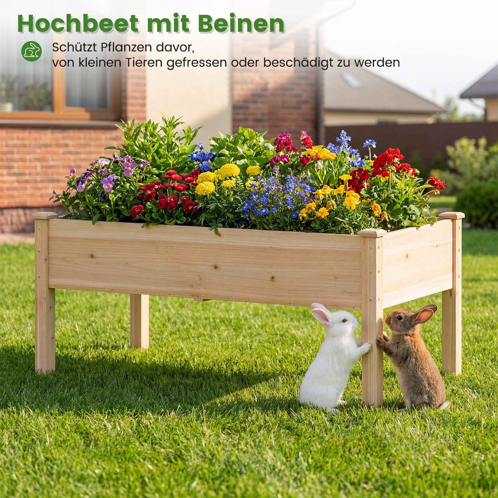 COSTWAY Blumenkasten (1 St), Hochbeet Pflanzbeet, für Garten, 122 x 62 x 48 cm