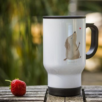 Mr. & Mrs. Panda Thermobecher Hund Liebe - Weiß - Geschenk, Kaffeetasse zum Mitnehmen, Hundebesitze, Edelstahl, Umweltfreundlich
