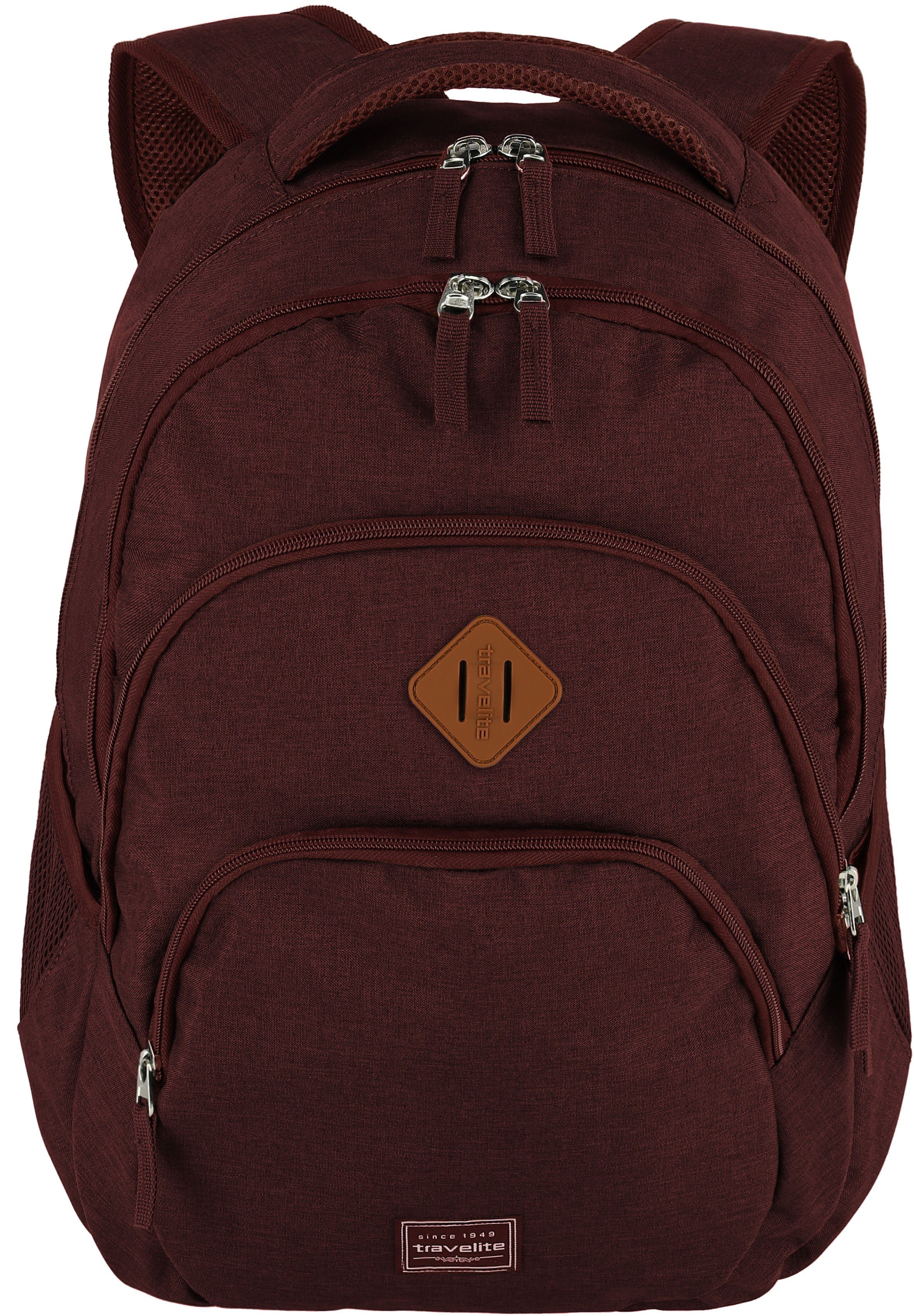 travelite Laptoprucksack Basics, bordeaux, mit 15-Zoll Laptopfach