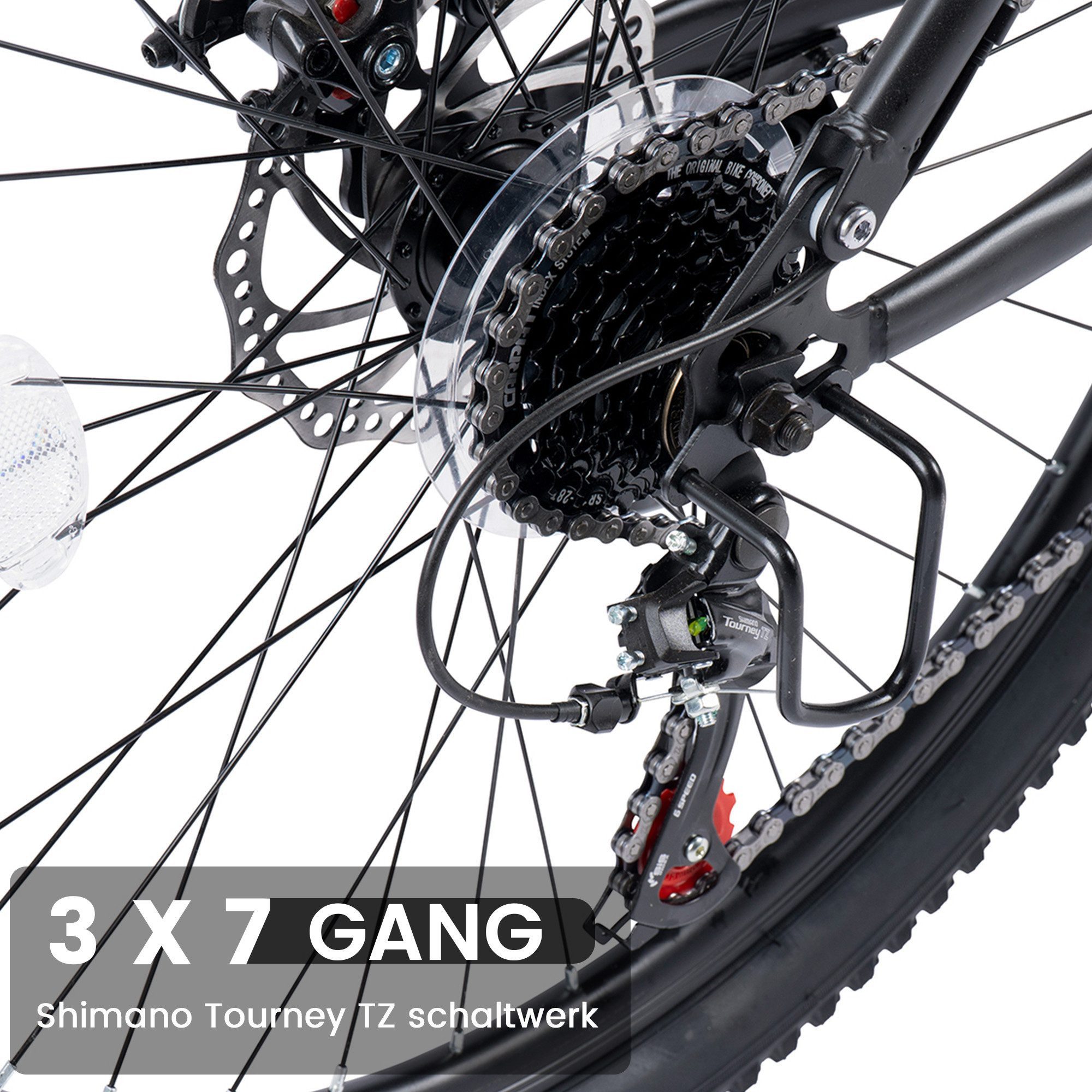 CARPAT SPORT Mountainbike 24 26 27.5 29 Zoll Fahrrad für Herren Damen Jungen, 21 Gang Shimano, mechanische Scheibenbremse, MTB Fahrrad Bike