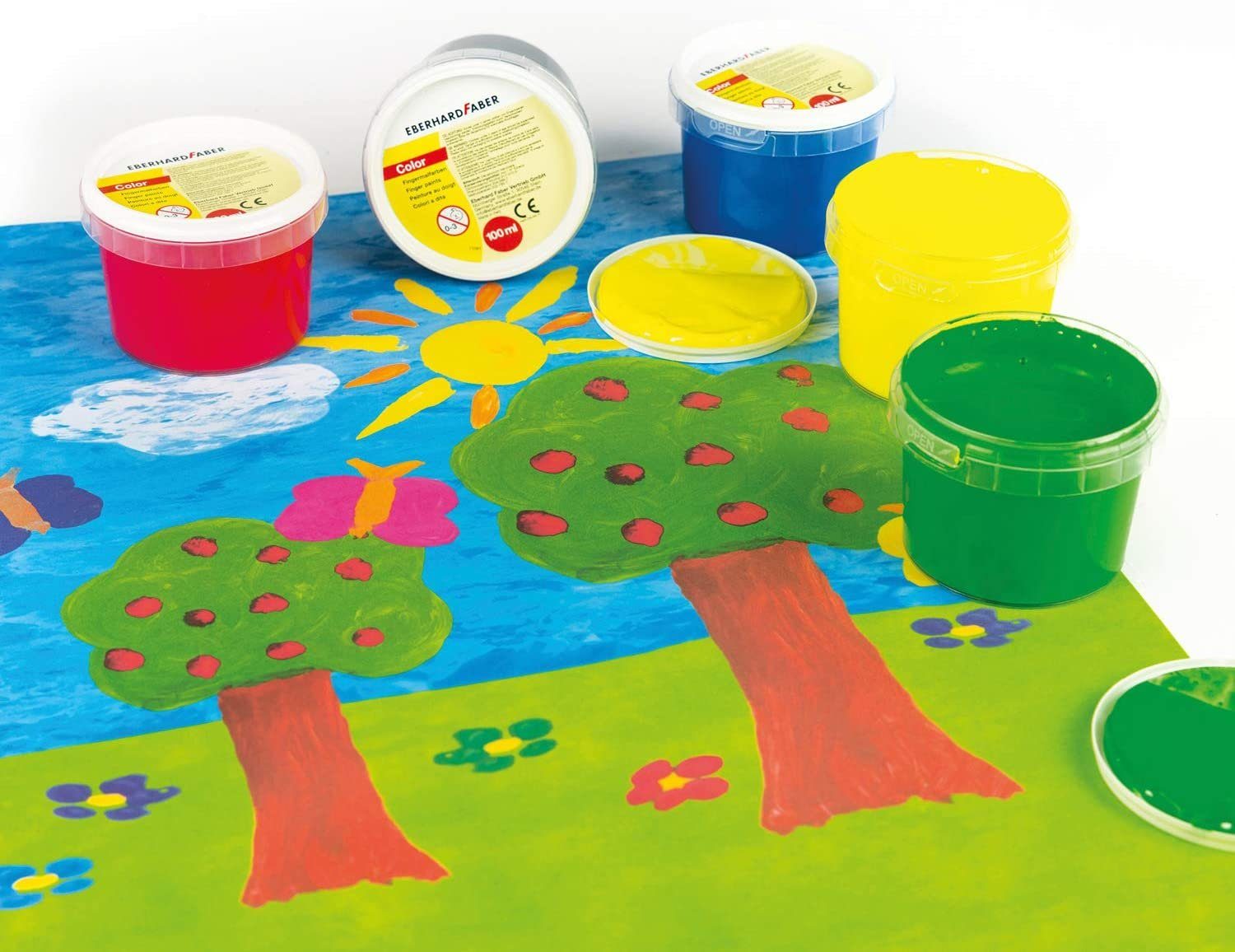 Eberhard Faber Kreativset EFAColor Fingerfarbe in Schachtel, 6x 100 ml, (6-tlg)
