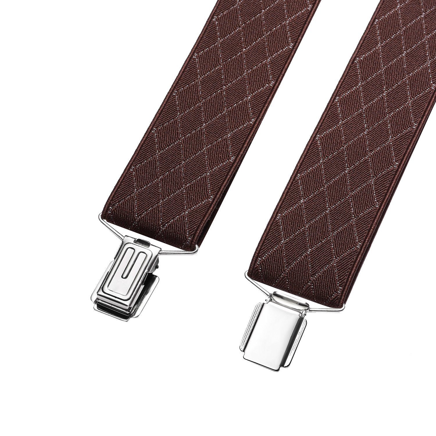 DonDon Hosenträger für Herren 3,5 cm breit 4 Clips mit braunem Leder längenverstellbar (1-St) Y-Form, verstellbar mit Clipverschluß, elastisch – Bild 5 von 5
