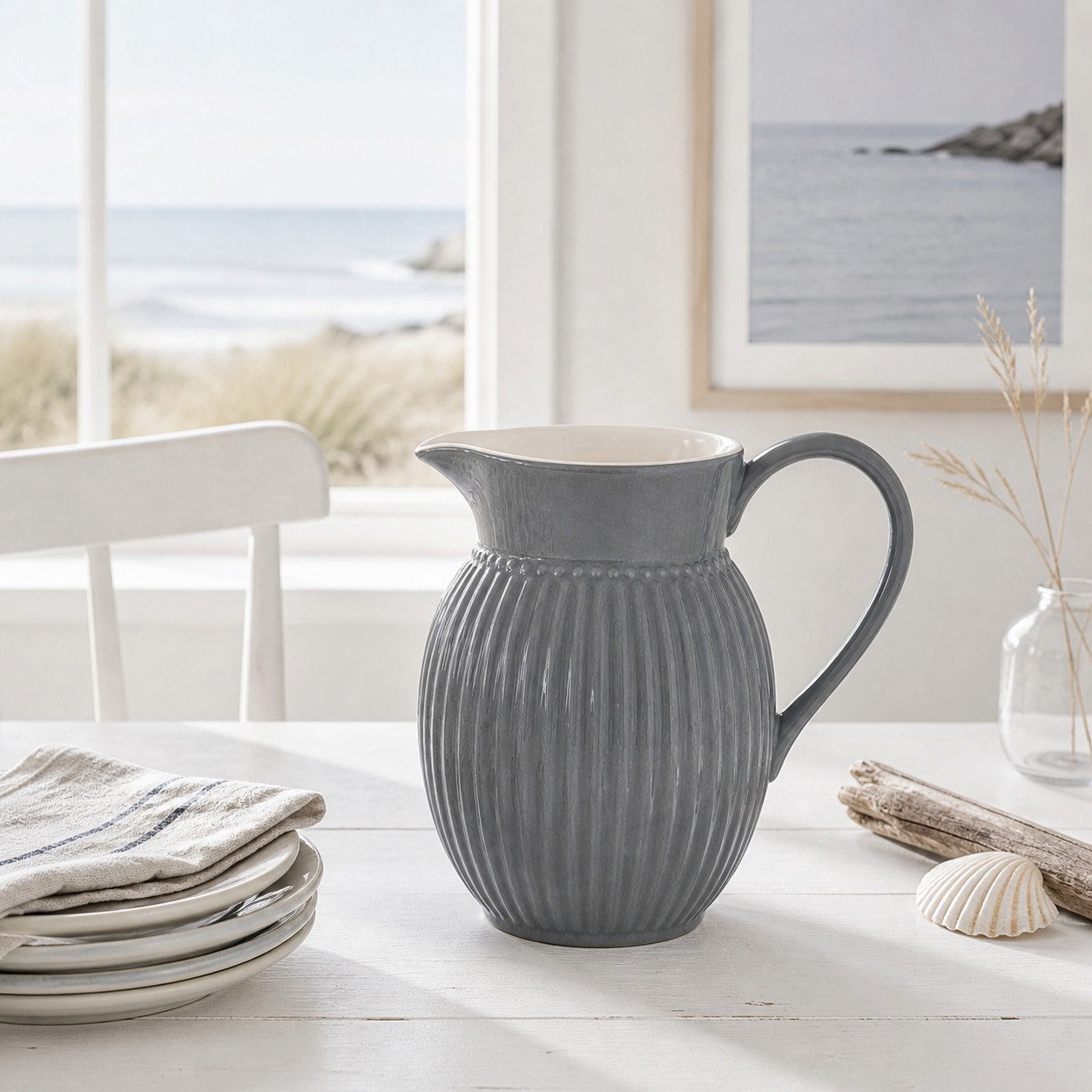 Greengate Wasserkrug GreenGate Krug Alice Steingrau 1,5 L