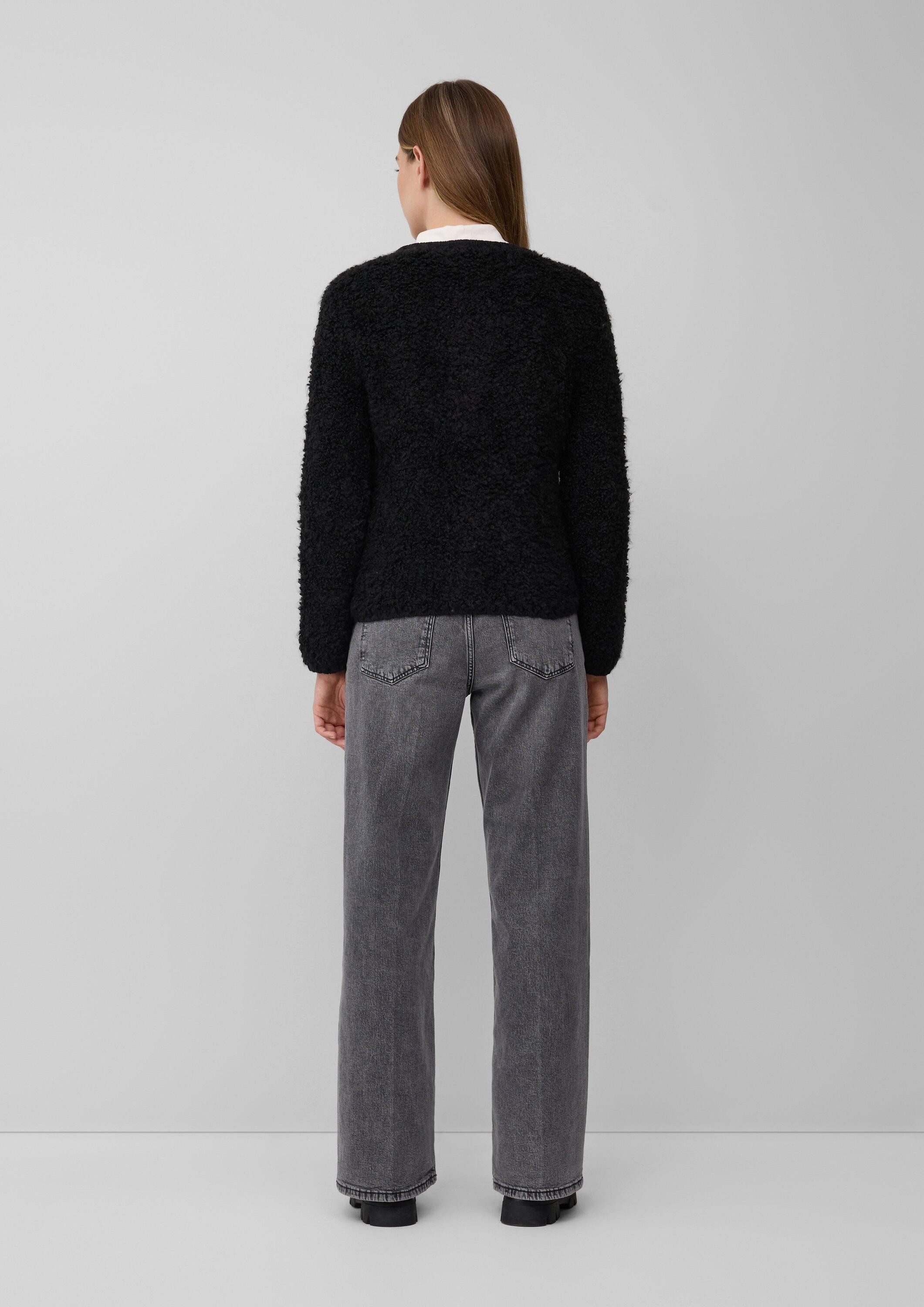 s.Oliver Cardigan Strickjacke Bouclé-Strickjacke aus Alpaka-Wollmix