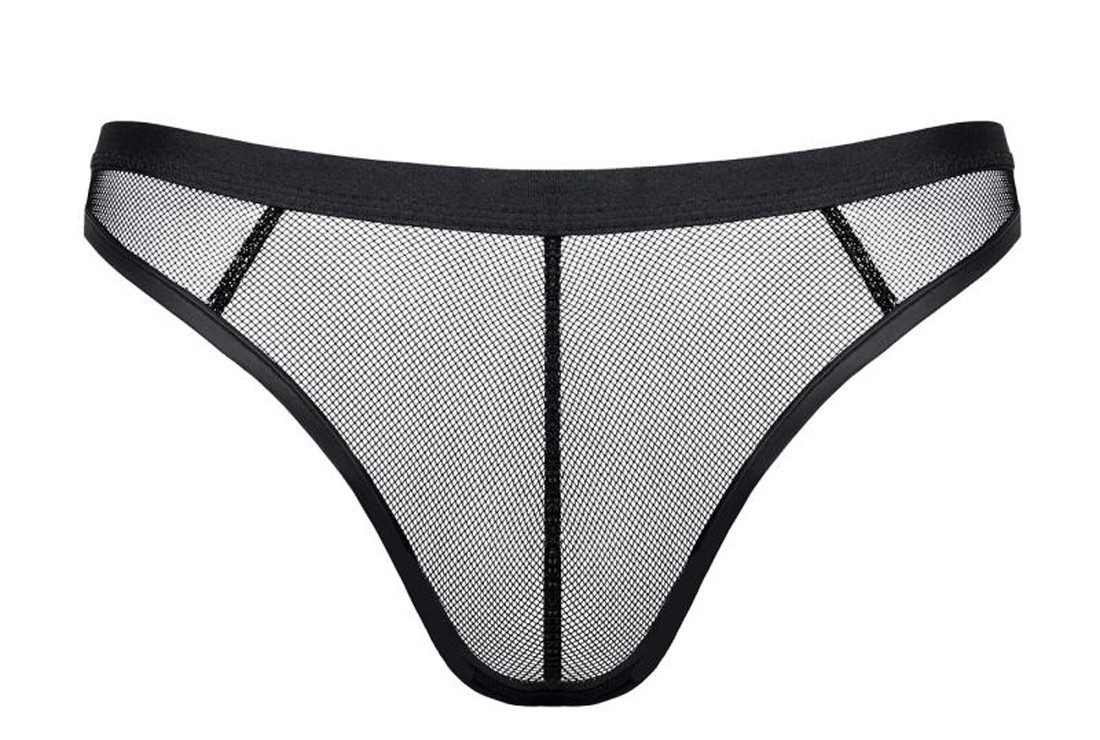 String Schwarzer wetlook Herren String dehnbar transparent mit Gummi Bund Män