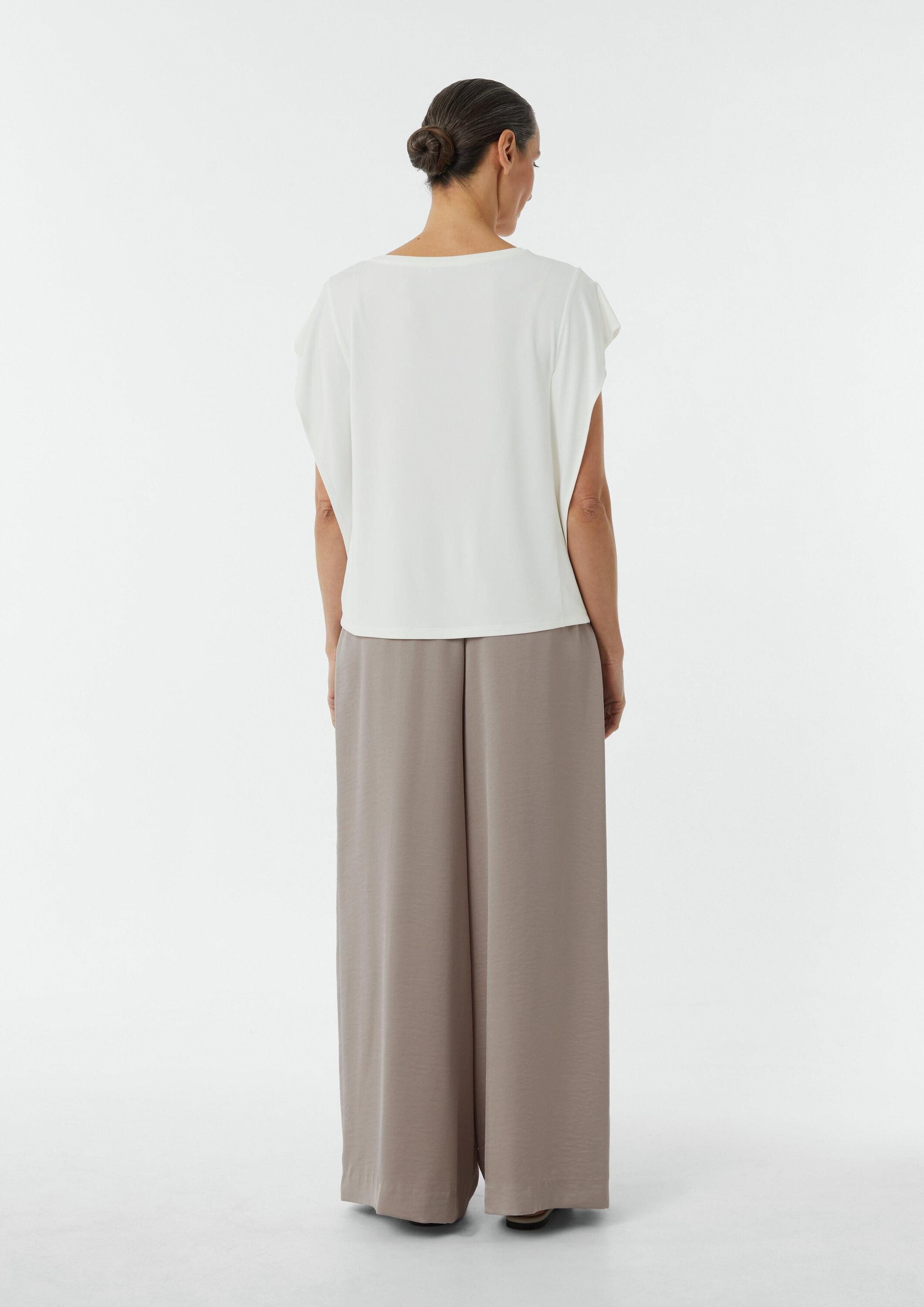 comma Kurzarmshirt T-Shirt Jersey-Shirt mit Volant