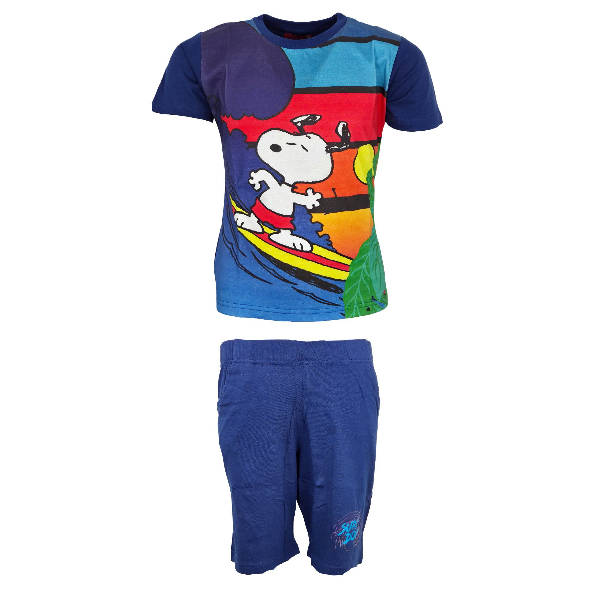 Snoopy Print-Shirt Peanuts Snoopy Kinder Sommerset Shorts plus T-Shirt 100% Baumwolle, Gr. 98 bis 128