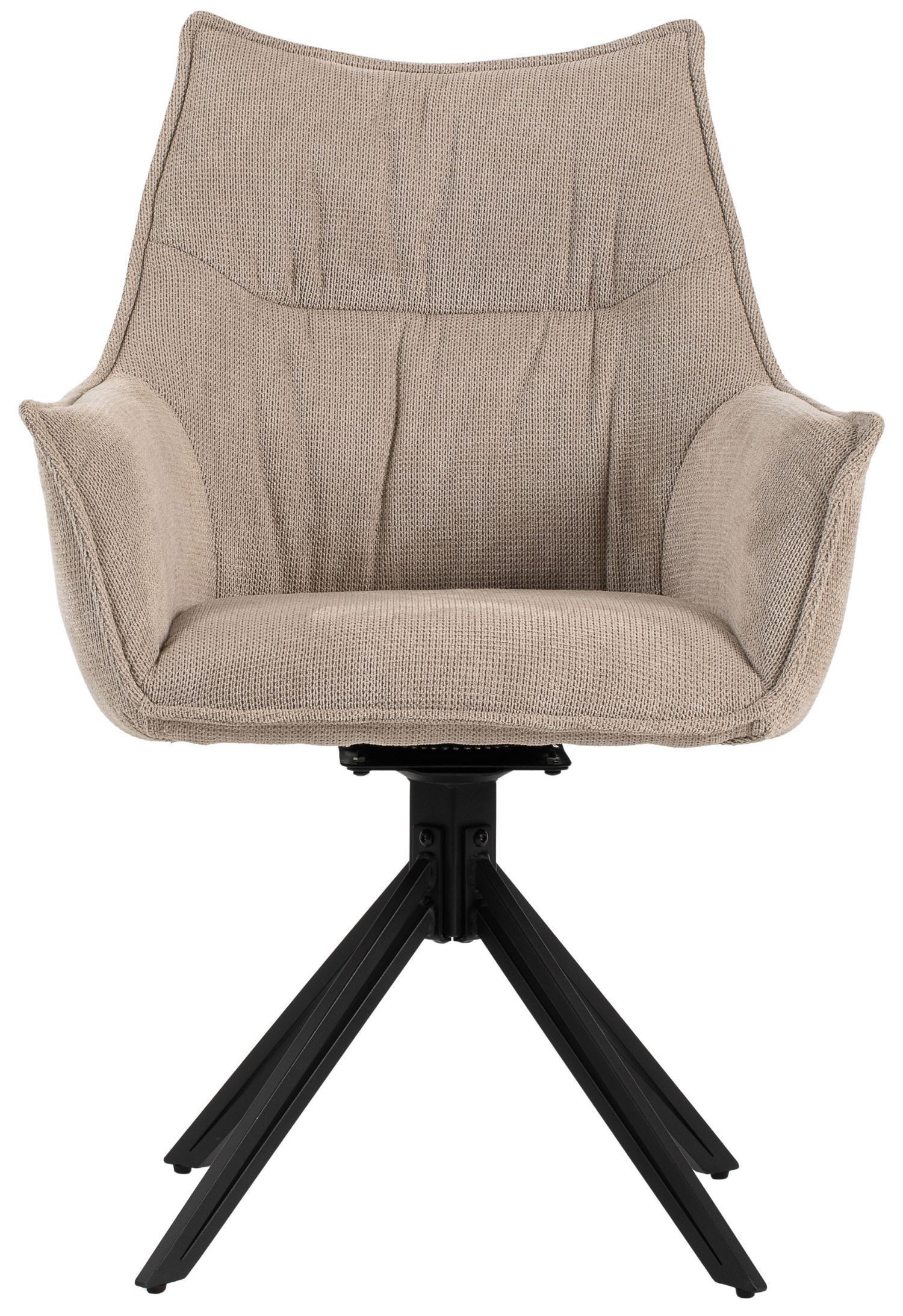 bene living Sessel Ginosa - drehbar - beige (Set, 4-St), schwarzes Metall-Gestell - bequeme Arm- und Rückenlehne