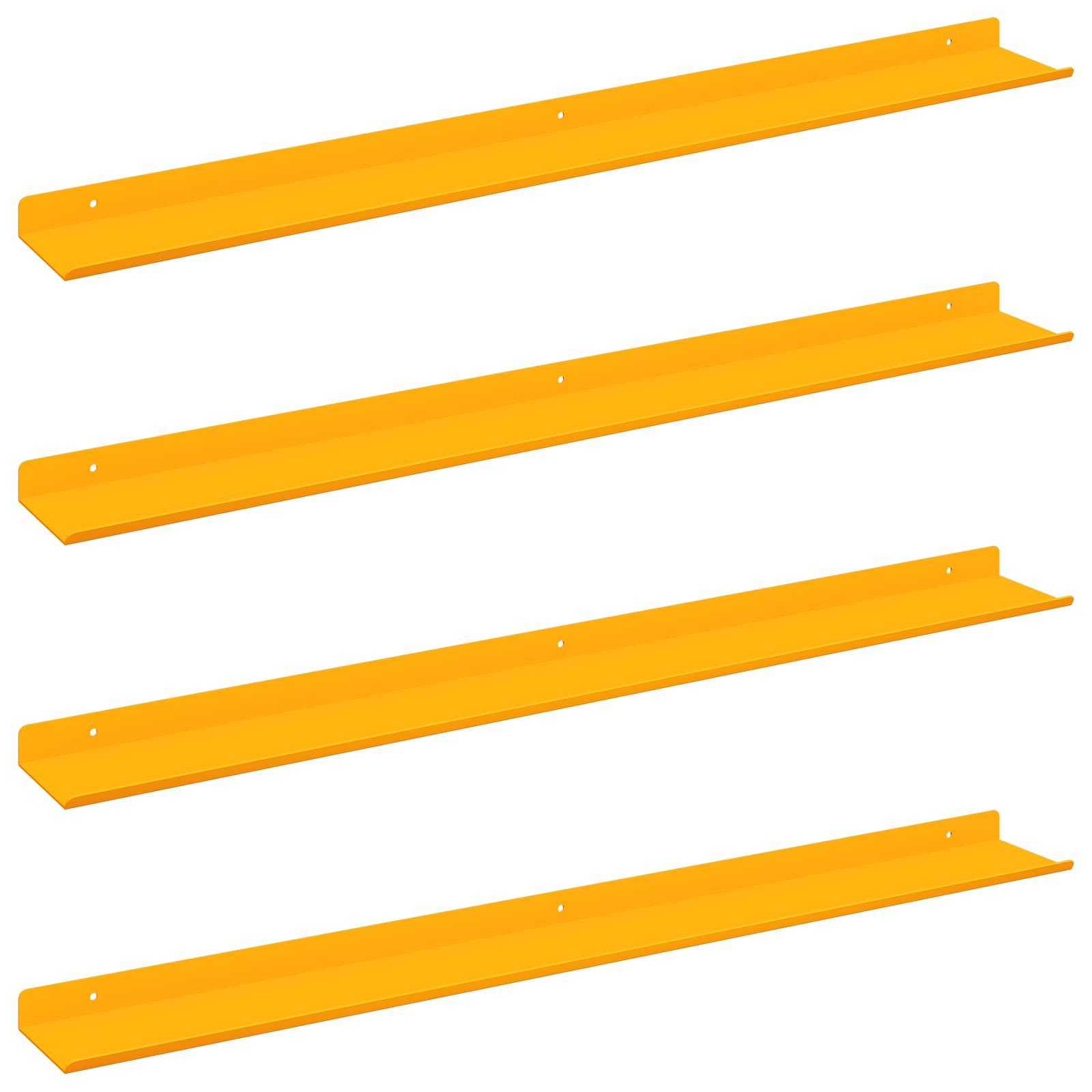 vidaXL Regal Schwebendes Regal 4 pcs Senfgelb 80 x 9 x 2,5 cm Stahl, 4-tlg.