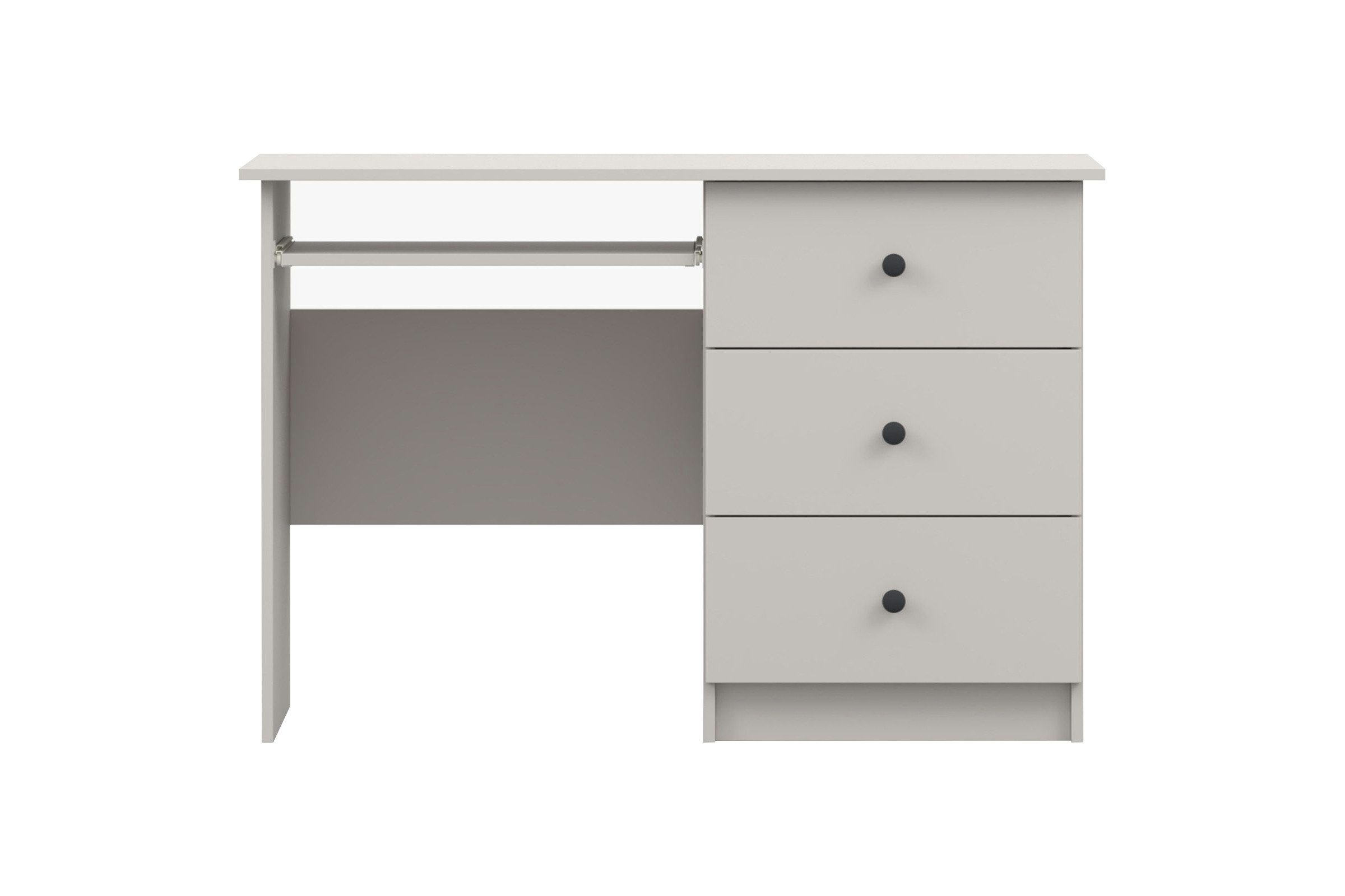 Deine Möbel 24 Kinderschreibtisch OSCAR Schreibtisch 115 cm breit mit Schubladen Stauraum (Set, 3-St., ganz in Weiß / Cashmere, Griffe: Rosa / Anthrazit OSCAR-Kollektion), Kinderzimmer Jugendzimmer Jungenzimmer Mädchenzimmer