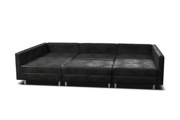 Küchen-Preisbombe Sofa Wohnlandschaft Sofa Couch Ecksofa Eckcouch Vintage Anthrazit Minsk XXL, Sofa in U-Form mit Hocker