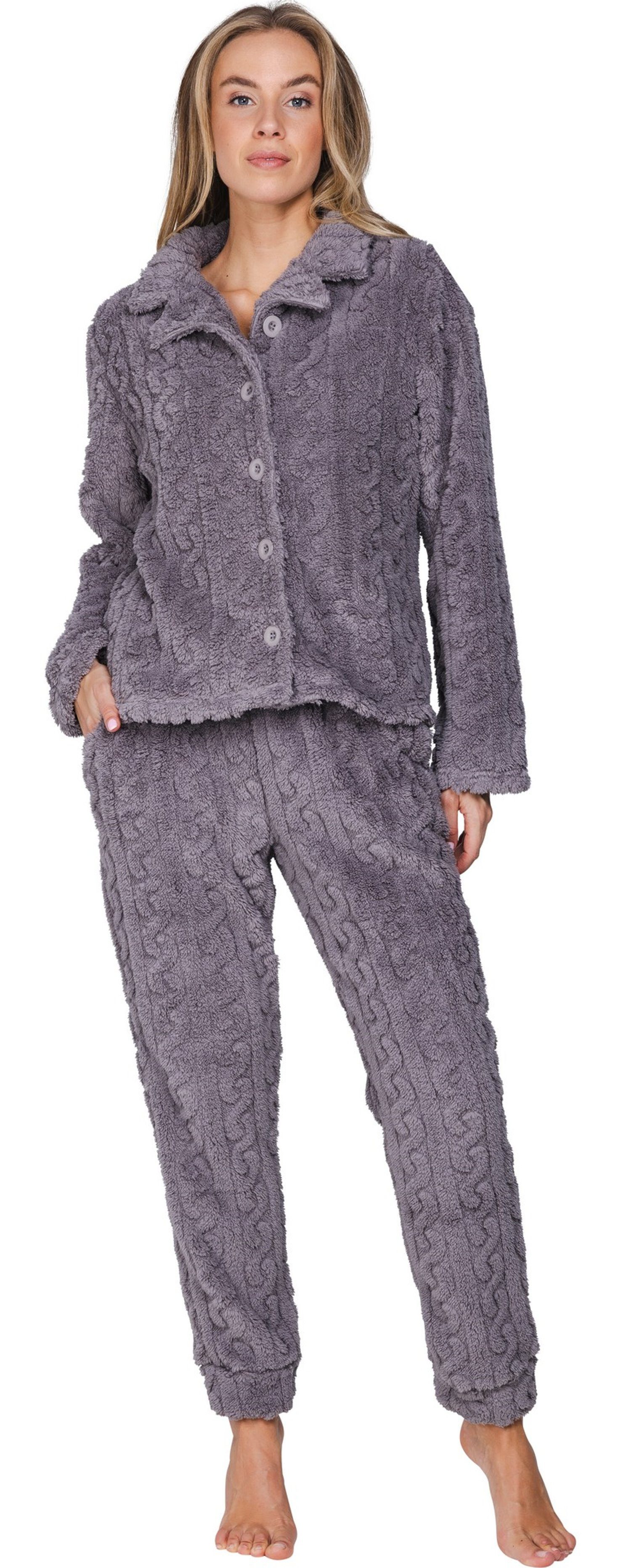 Rebelle Hausanzug Damen Homewearanzug Fleece (2 tlg) kuschelige Qualität