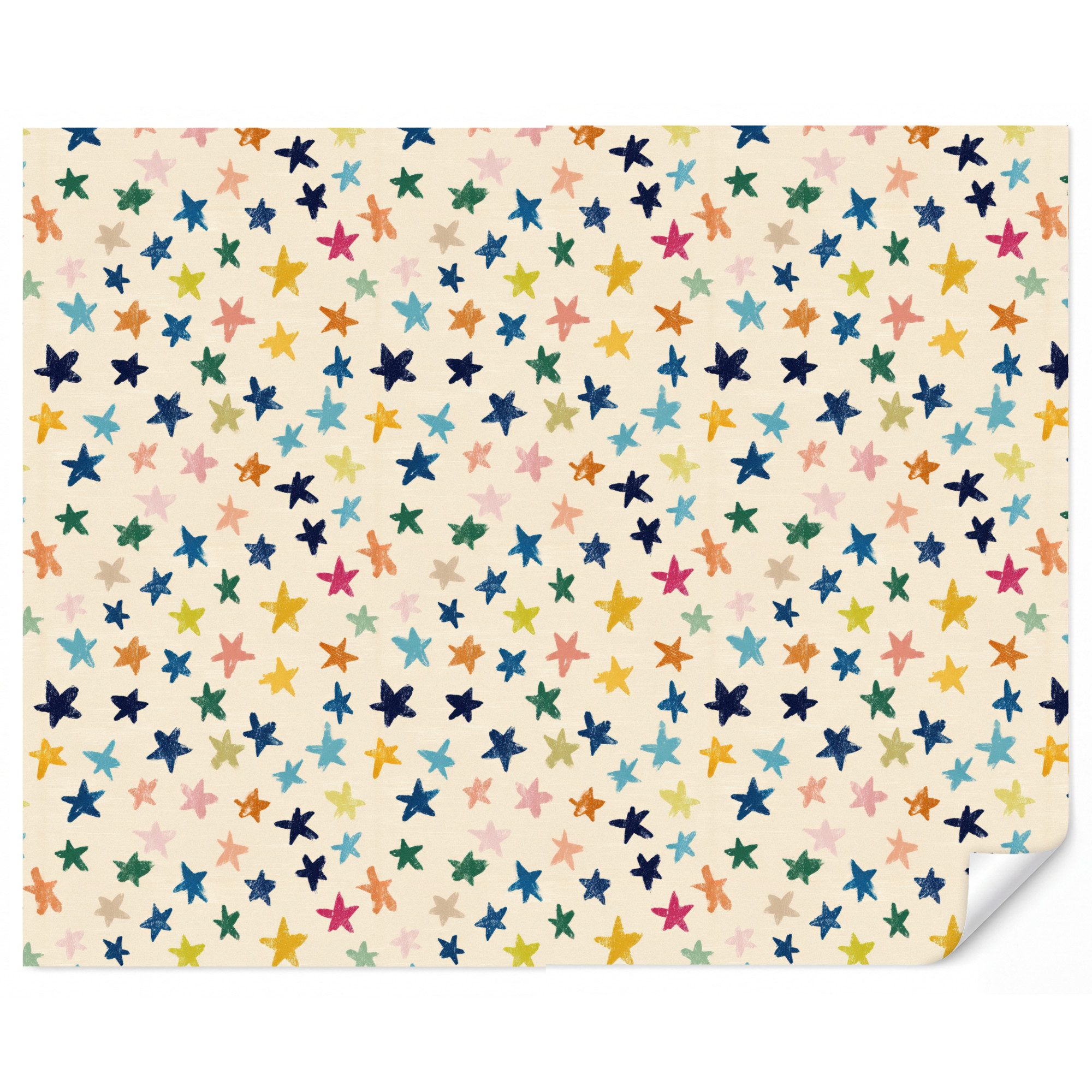 OnlyWow Fototapete Kinderzimmer - Muster - Sterne - Farbenfroh, Matt, bedruckt, Wanddekoration, Wandtapete, Schlafzimmer 260x220cm