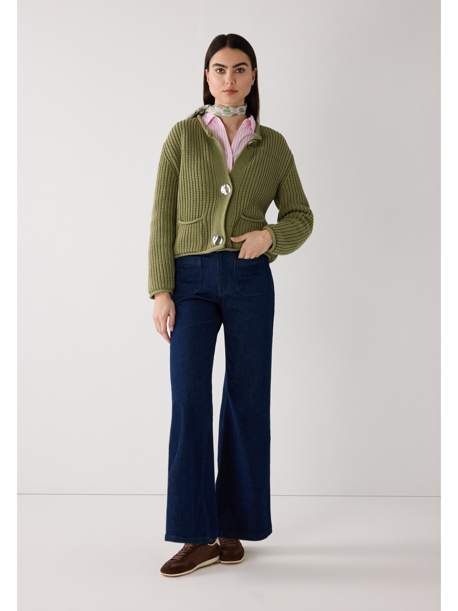 MORE&MORE Strickjacke kurze Rippstrickjacke