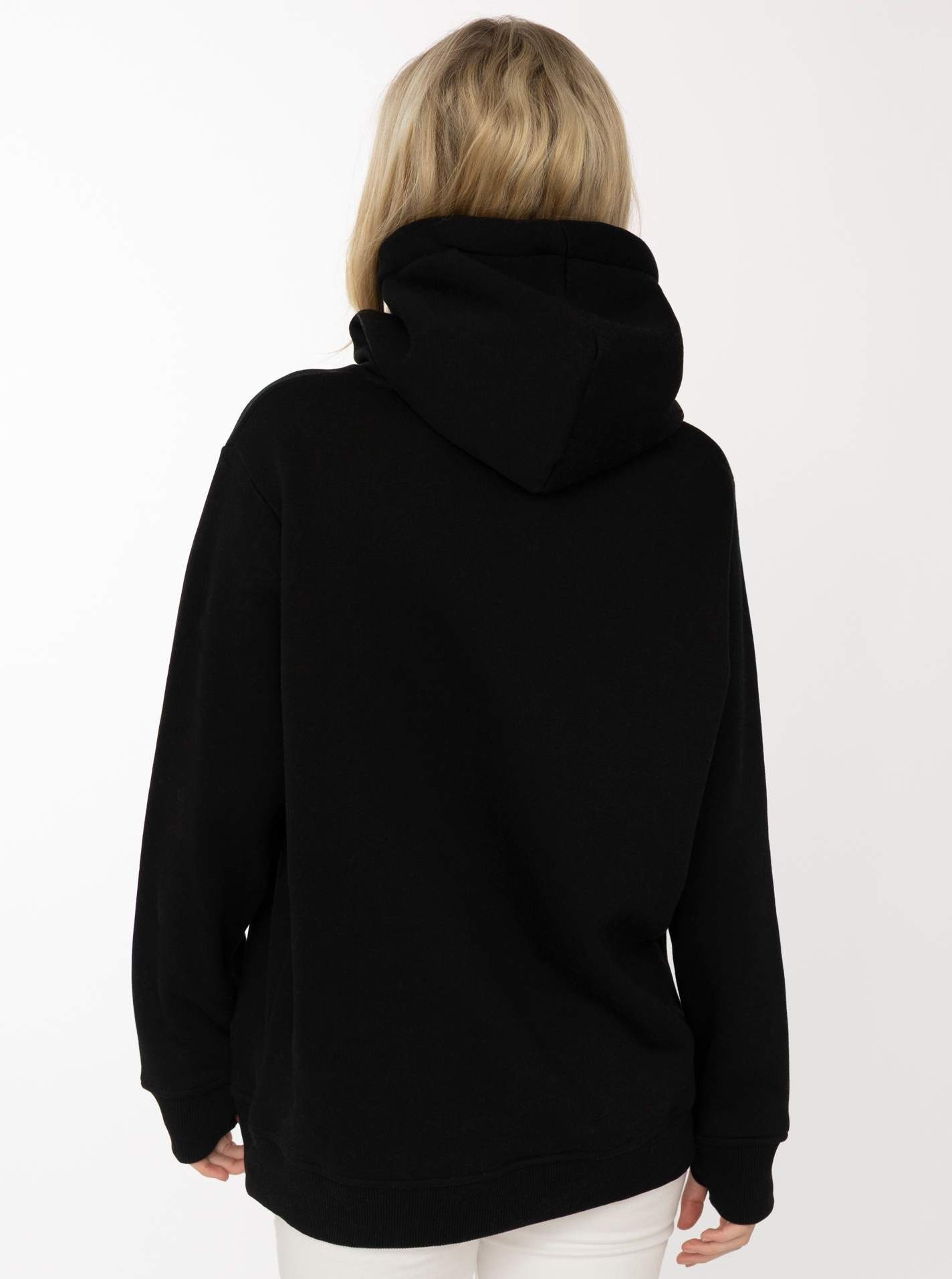 Zwillingsherz Hoodie "Leo Schleife" unifarben, Leomuster-Band an Kapuze vielseitig bind bar, Kängurutasche
