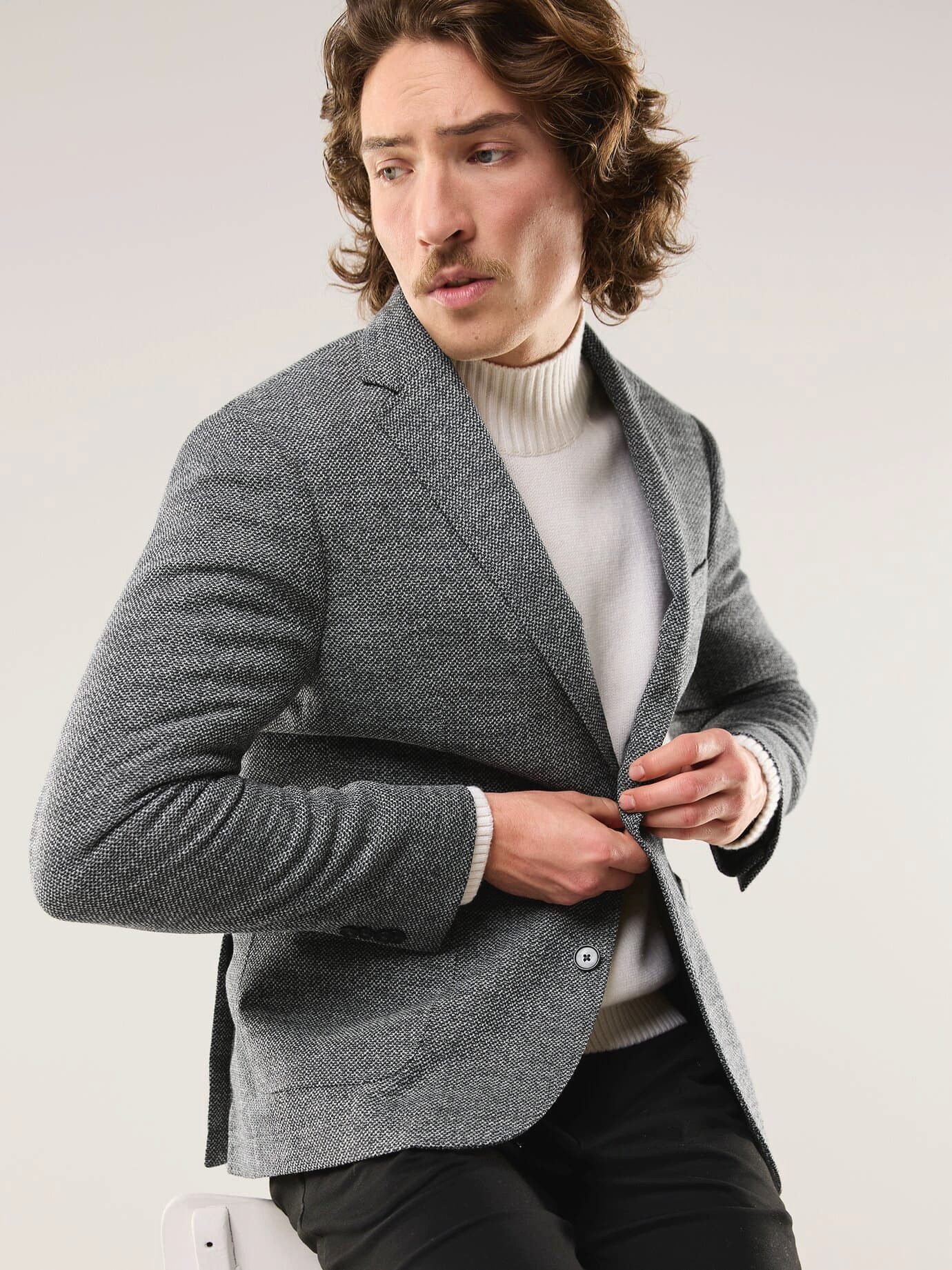Walbusch Sakko Herren Pfeffer und Salz Jersey Sakko Regular fit, modern – Bild 3 von 4