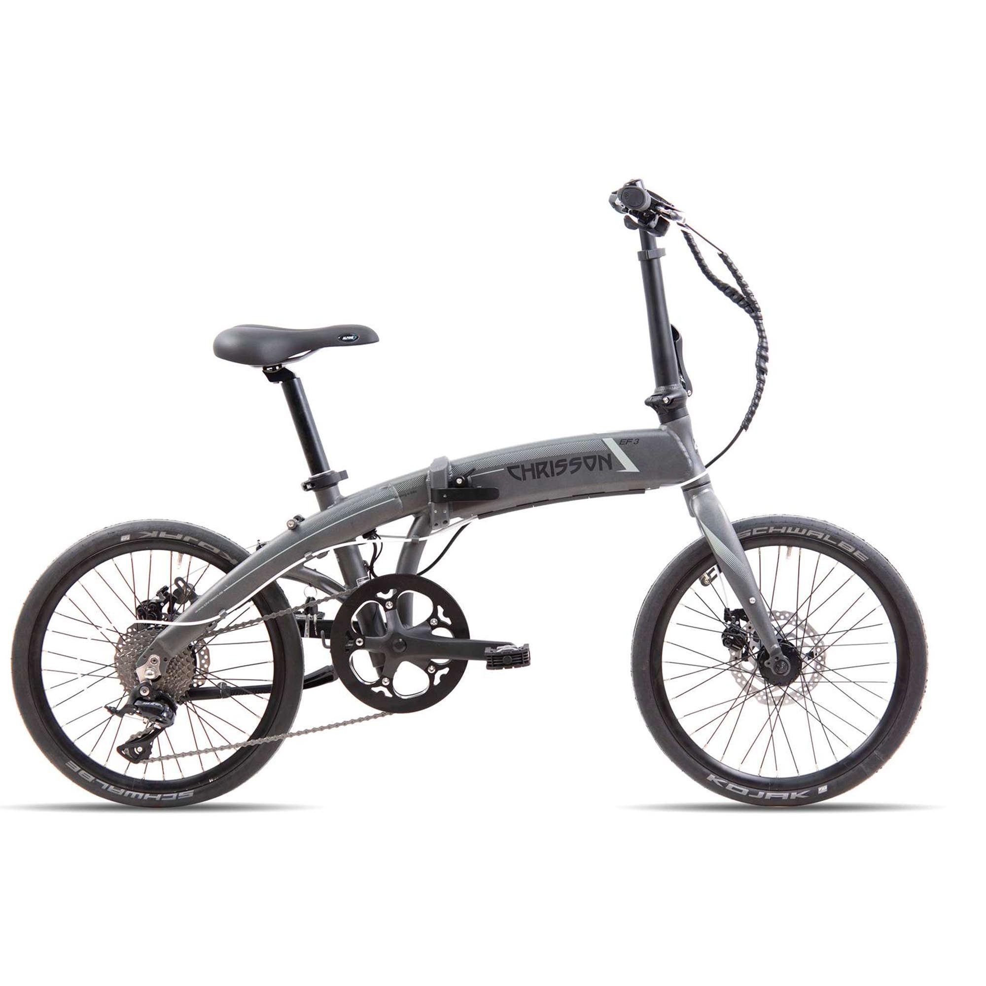 Chrisson E-Bike Faltrad EF3, 9 Gang Shimano Sora R3000 Schaltwerk, Kettenschaltung, Heckmotor, 360 Wh, E Bike Klapprad Damen Herren 150 - 195 cm Pedelec 20 Zoll 8 Gänge