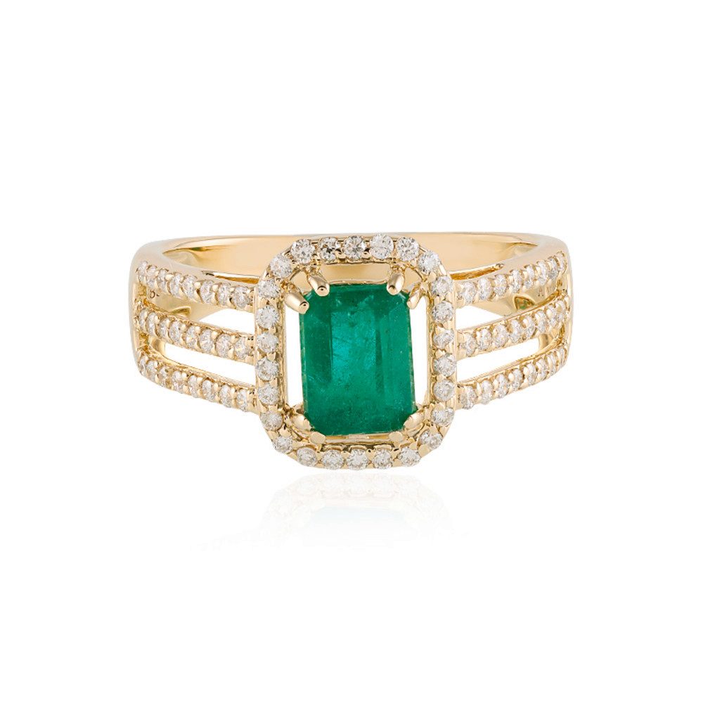Cavill Diamantring Russischer Smaragd Ring 1,29 ct Gold 585, 74 Diamanten 0,42 ct grün (1-tlg)