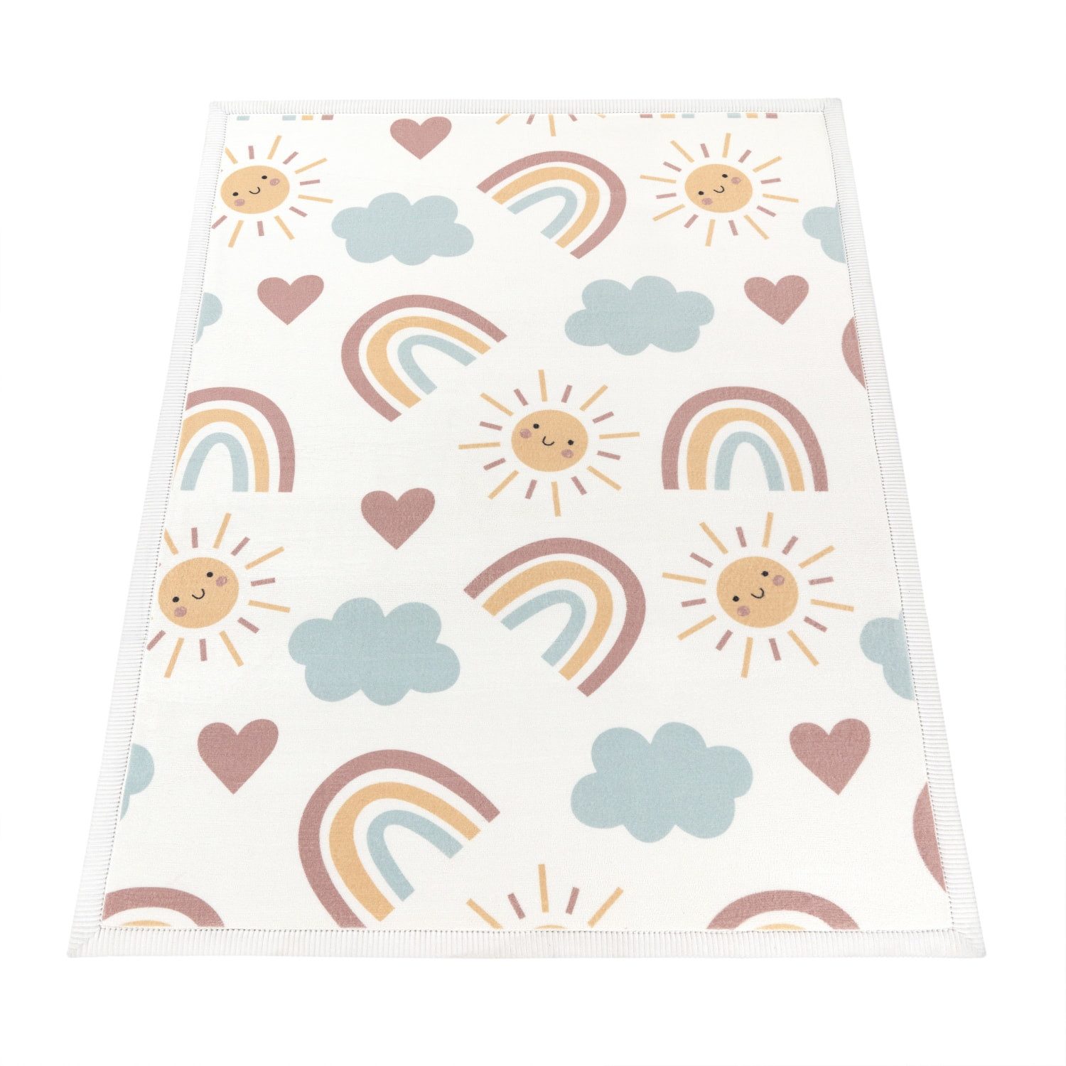 KADIMA DESIGN Kinderteppich waschmaschinenwaschbar Regenbogen Sonne Wolken günstig online kaufen