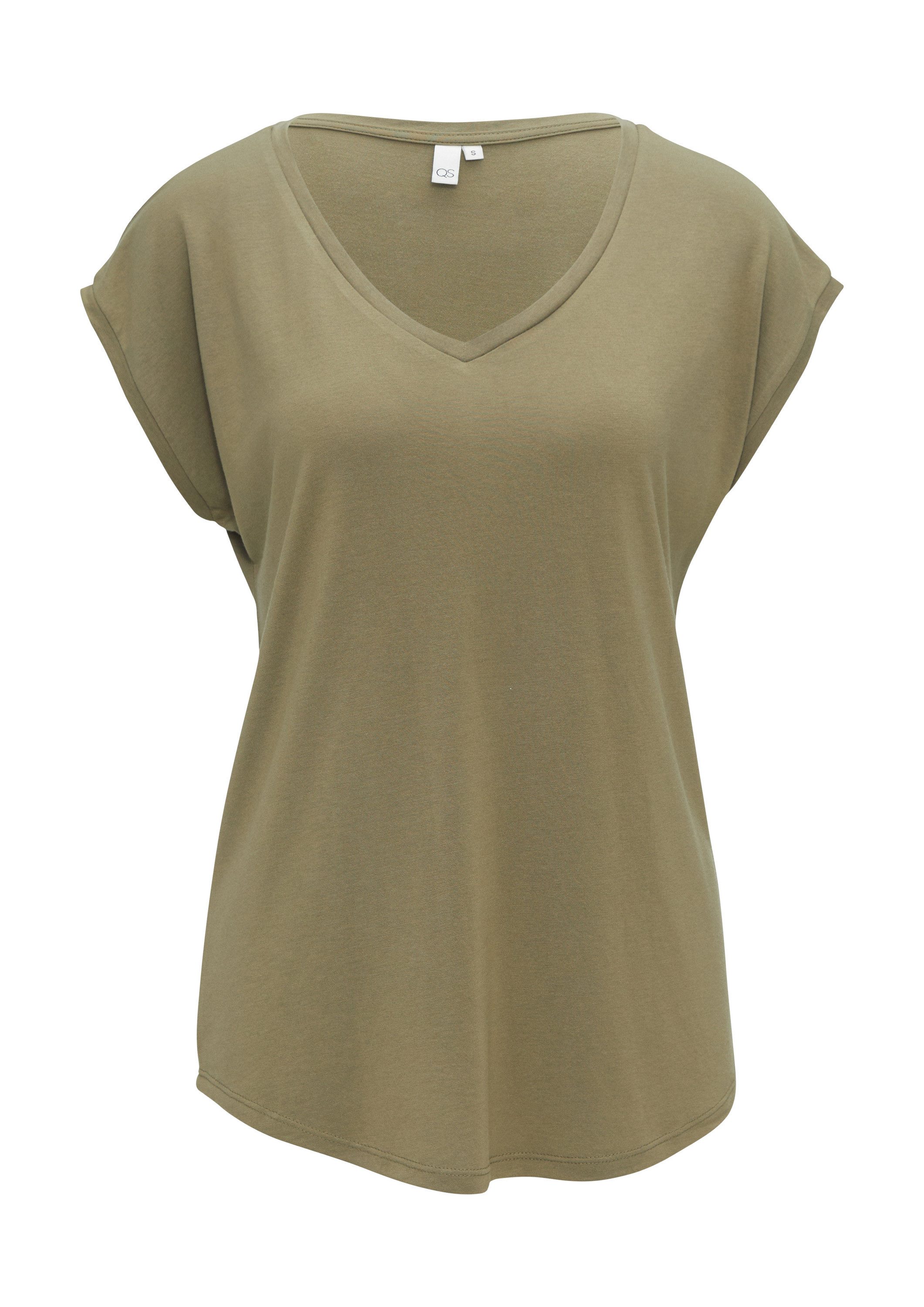 QS Kurzarmshirt T-Shirt Locker geschnittenes T-Shirt im Modalmix günstig online kaufen