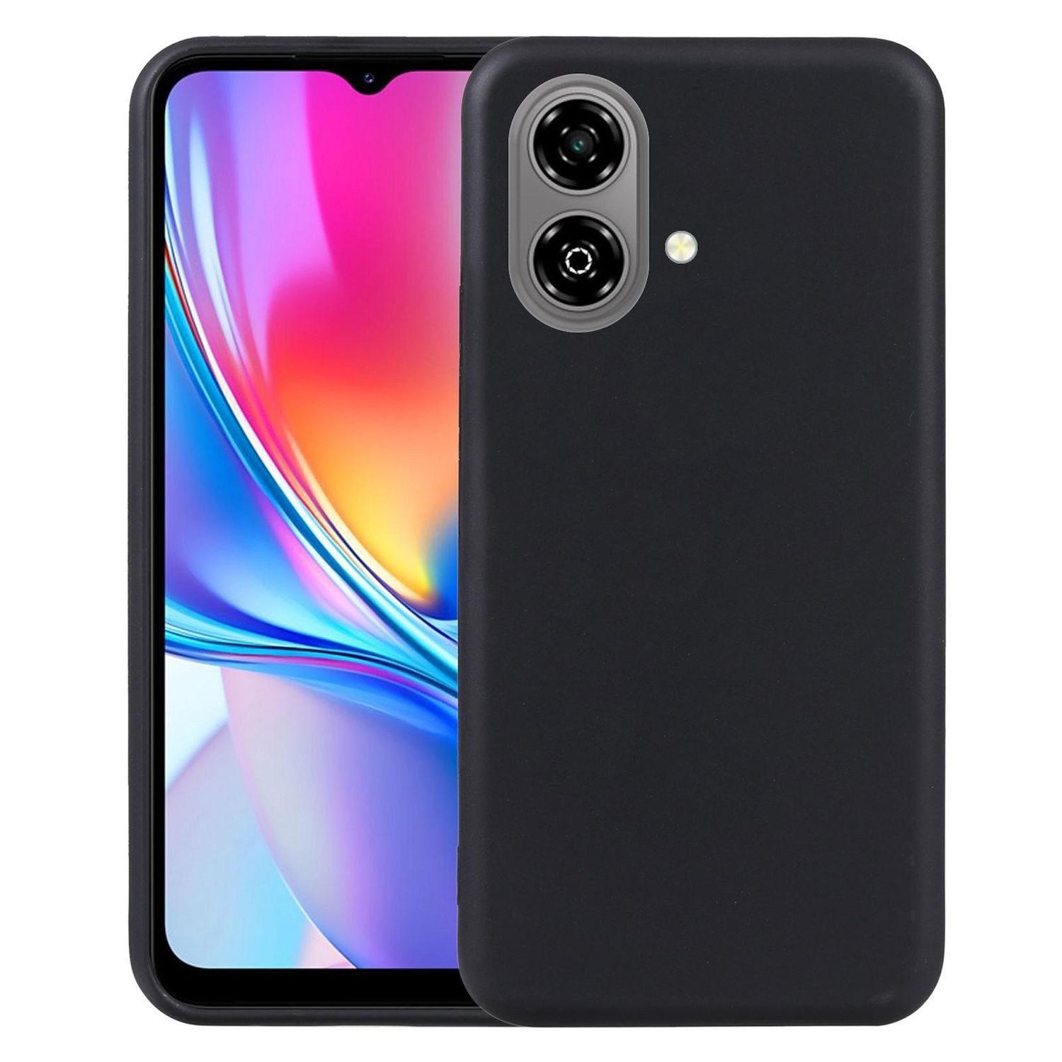 Wigento Handyhülle Für ZTE Blade A35e 4G Silikon TPU Schutz Hülle Flexibel Dünn Schwarz, Stilvolle TPU Hülle, präzise Aussparungen, schützend