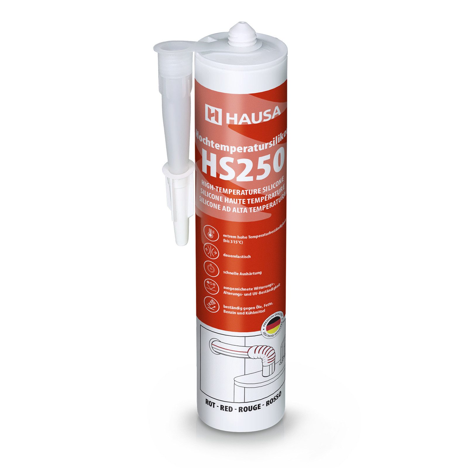 Silikon Hochtemperatur Silikon HAUSA HS250 +315°C rot 1 x 300ml