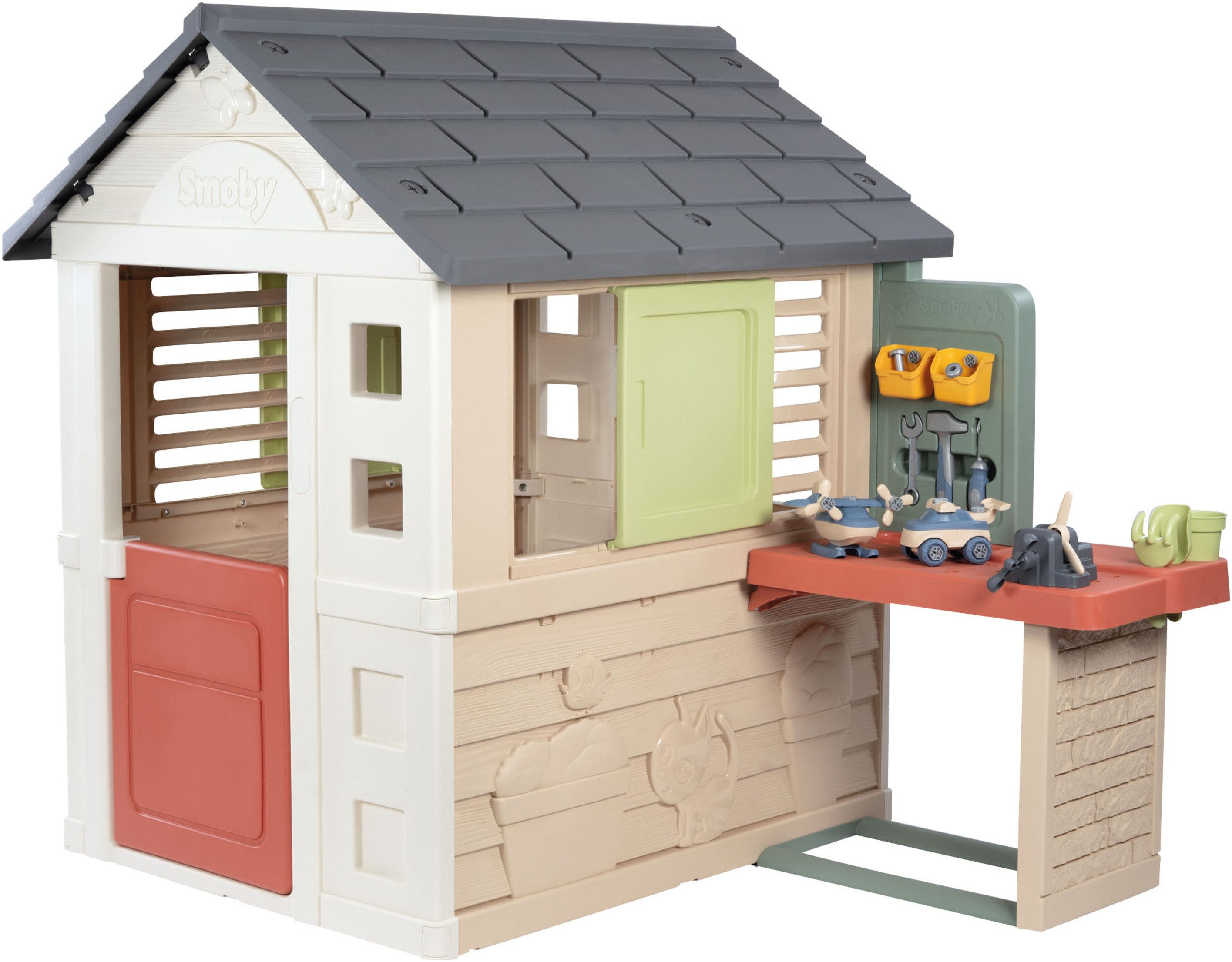 Smoby Spielhaus Smoby Life Natur mit Werkstatt, Made in Europe