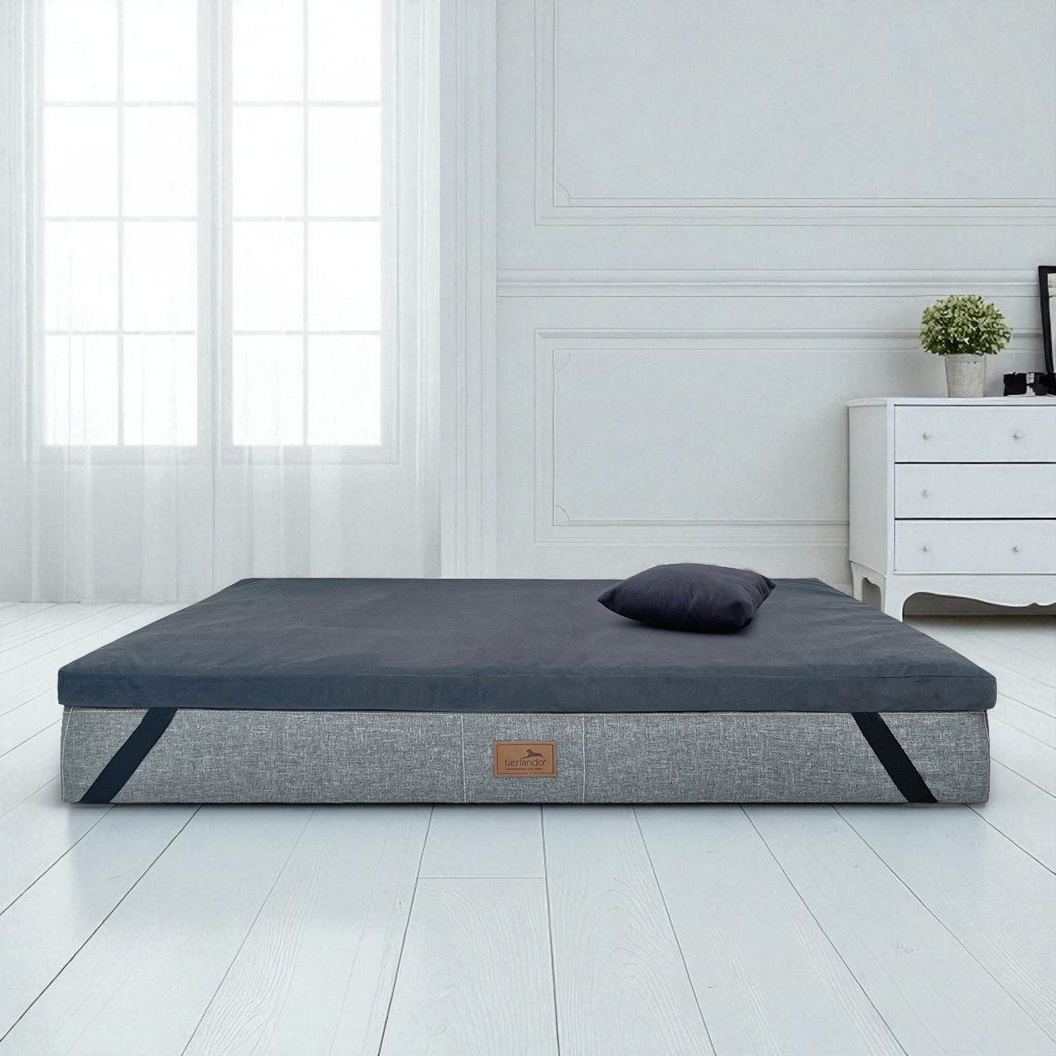 tierlando® Tierbett Ortho-Topper High-Tech-Velours, Orthopädische Hundematratzenauflage w