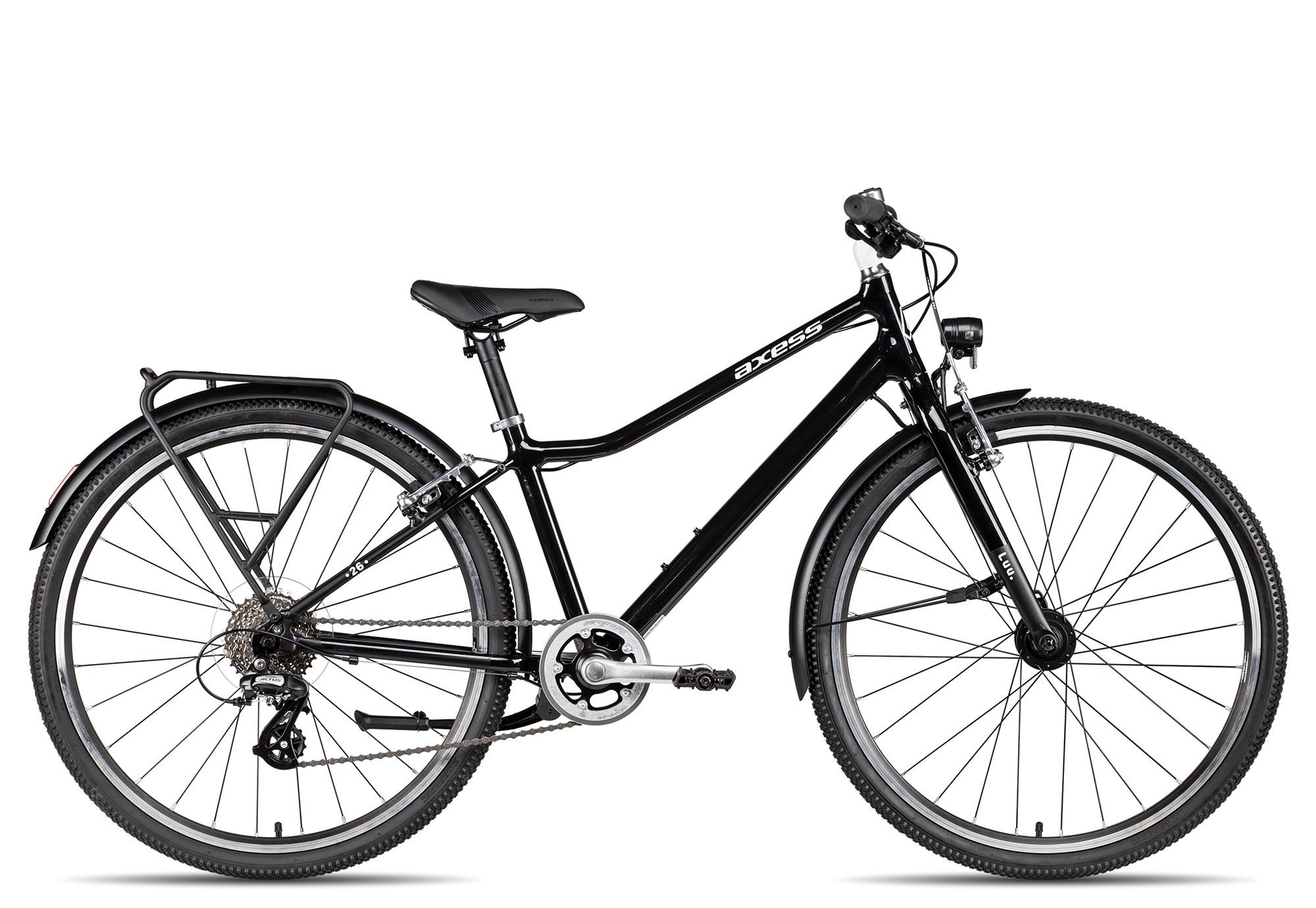 Axess Kinderfahrrad Axess LUU. 26 EQ, 8 Gang Shimano Altus RD-M310-L Schaltwerk, Kettenschaltung, schwarz/grau