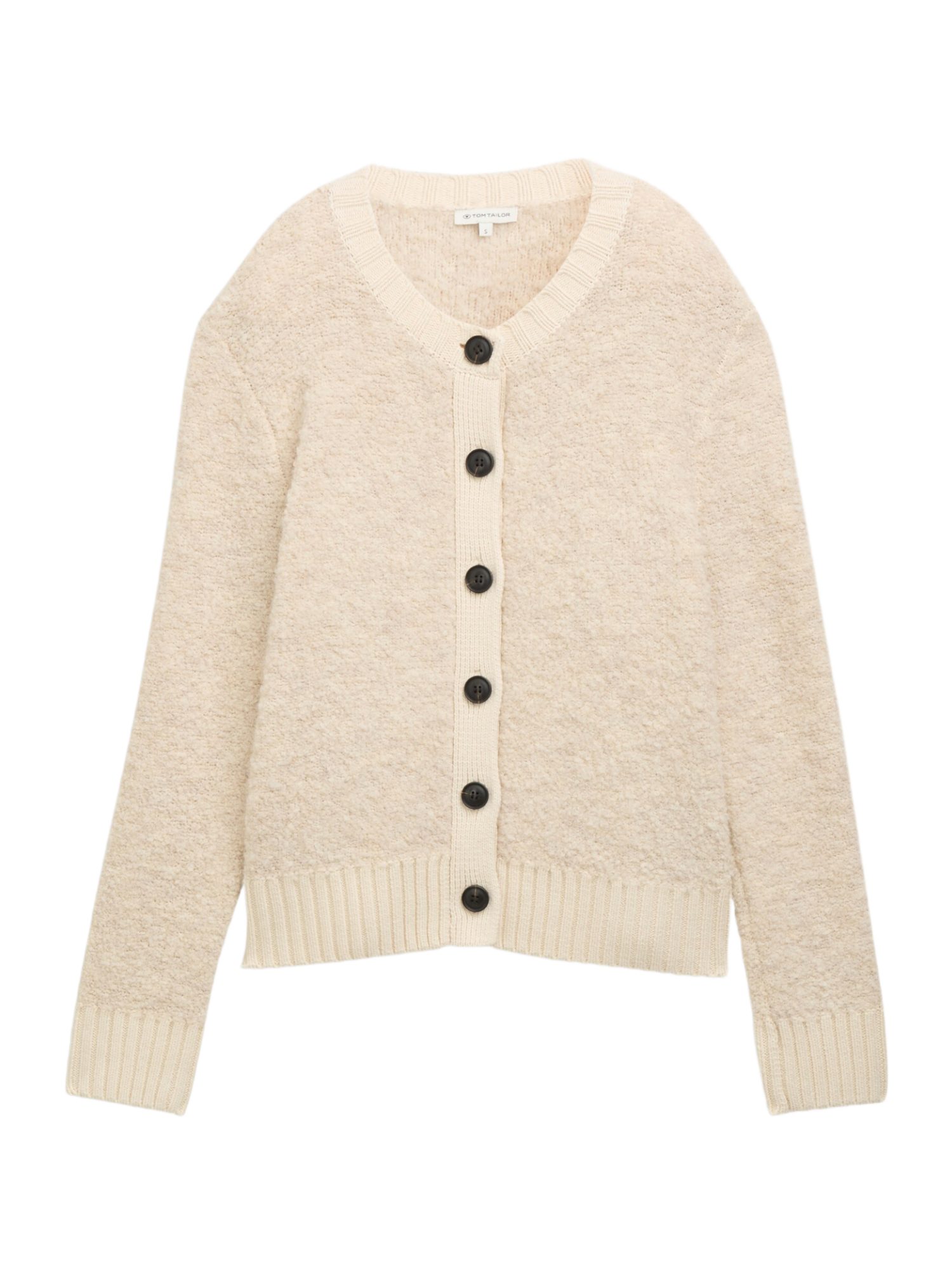 TOM TAILOR Strickjacke N natur,Casual,Polyester,Strukturiert,Rundhals,Lang,Regular Fit