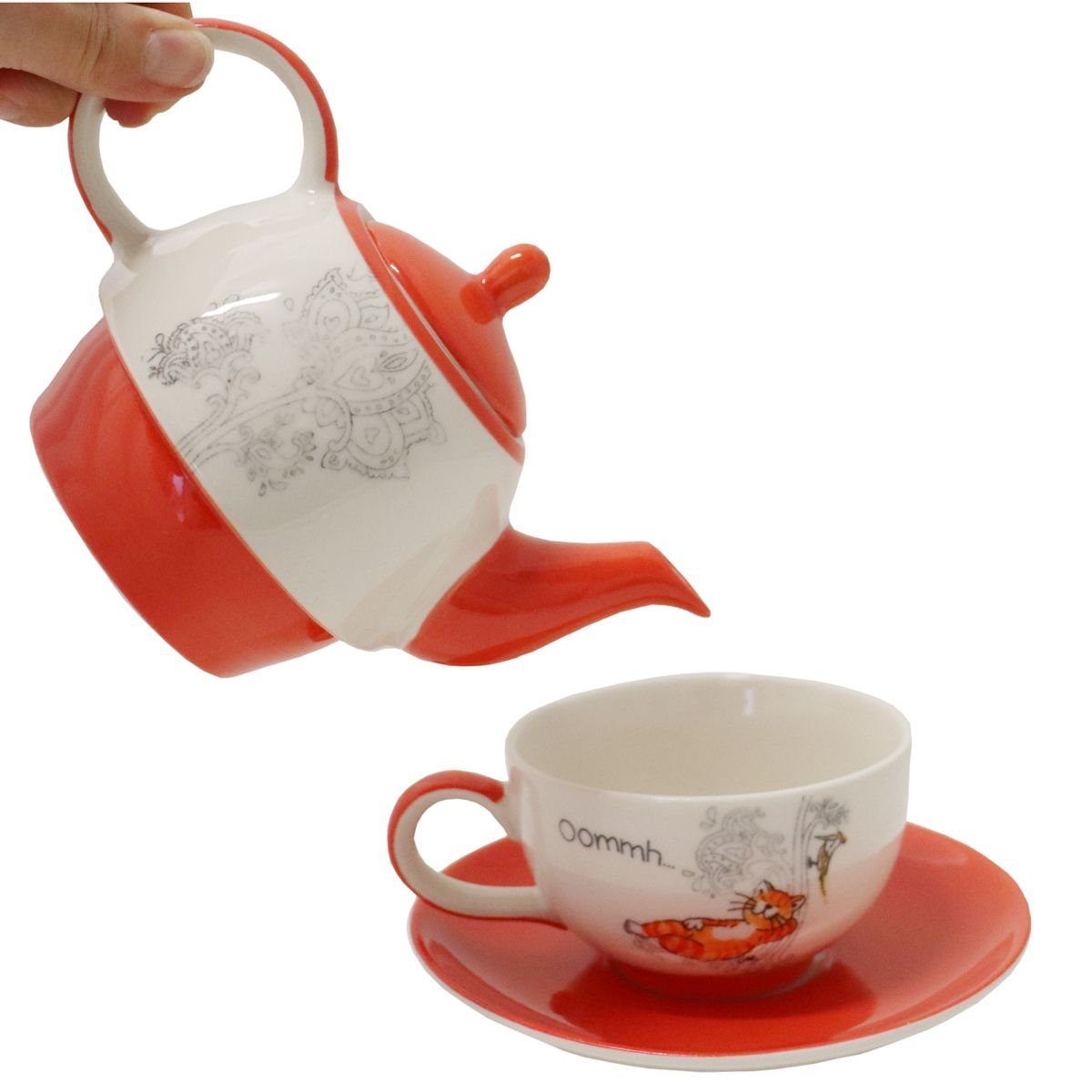 Mila Teekanne Mila Keramik Tee-Set Tea for One Oommh Katze Take your Time, (Stück)
