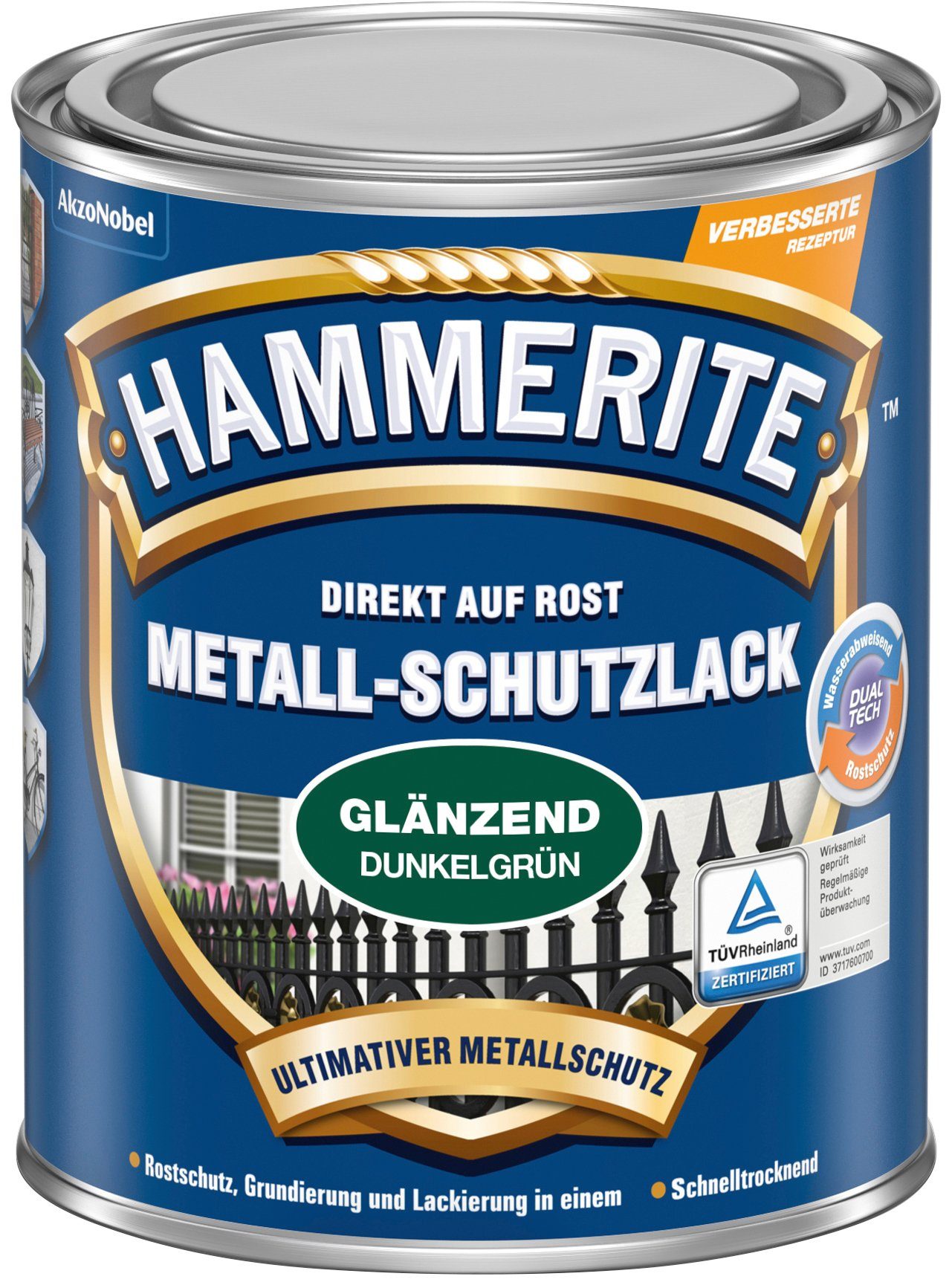 Hammerite  Metallschutzlack ROST, glänzend, Liter AUF DIREKT 2,5