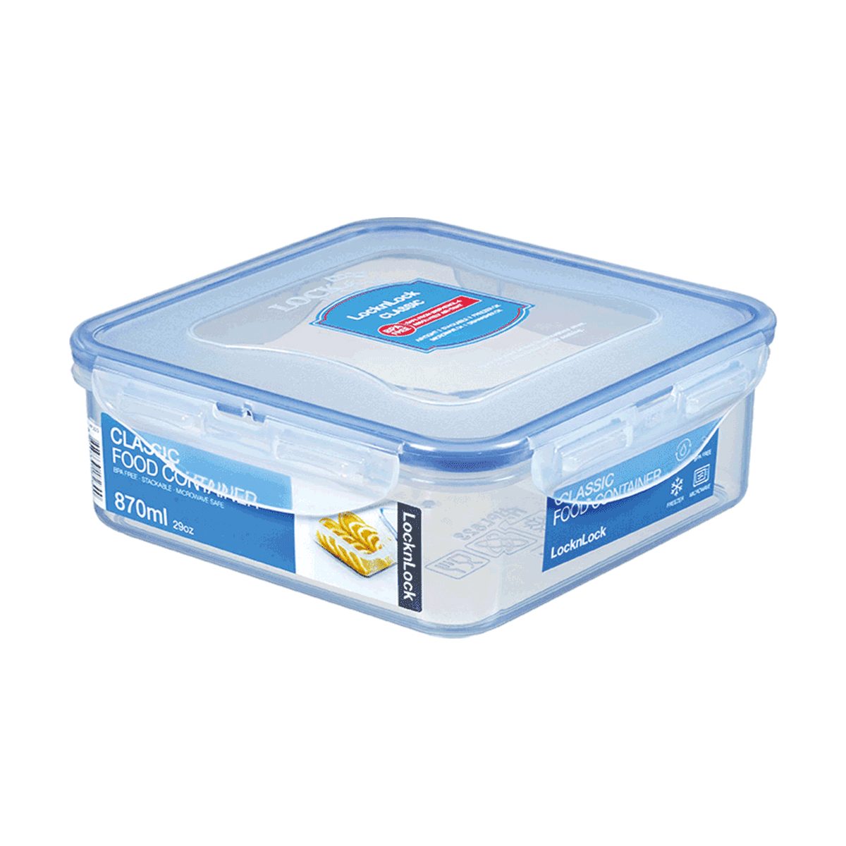 LOCK & LOCK Dose Vorratsdose Lock & Lock mit Sicherheitsverschluss - wasserdicht (1 St., Frischhaltedose 870ml - 15,5 x 15,5 x 6 cm), stapelbare Dose mit Deckel - Vorratsbox luftdicht