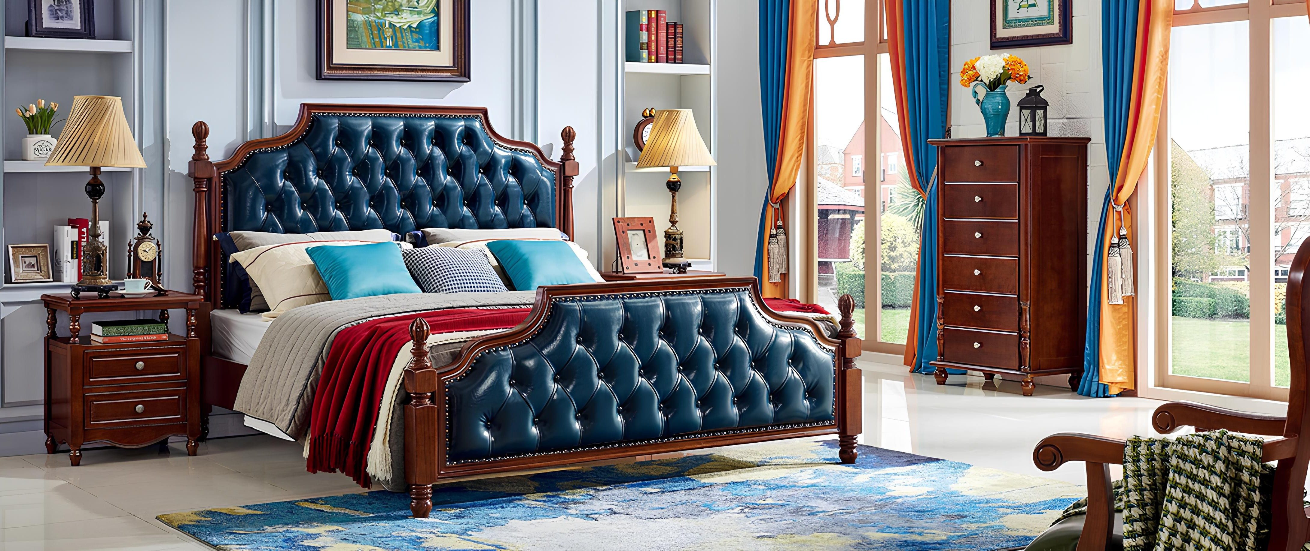 Xlmoebel Schlafzimmer-Set Luxuriöses Bett mit 2 Nachttischen im klassischen Design, (3-tlg), Made in Europa