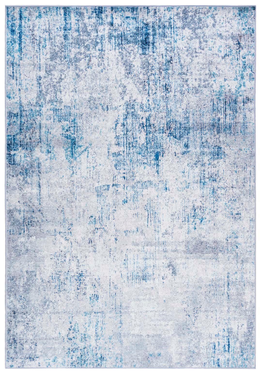 Designteppich Modern Teppich Wohnzimmerteppich Abstrakt Vintage Blau Grau, Mazovia, 80 x 150 cm, Fußbodenheizung, Allergiker geeignet, Rutschfest