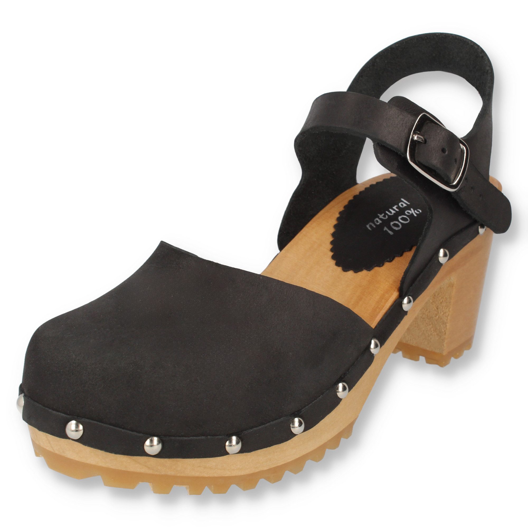 Cloque Battonya Damen Clog mit Holzabsatz, Sandalen Sandalette Echtholzsohl günstig online kaufen