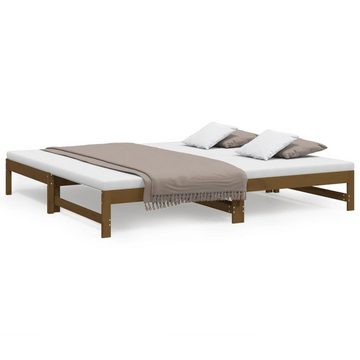furnicato Bett Tagesbett Ausziehbar Honigbraun 2x(80x200) cm Massivholz Kiefer