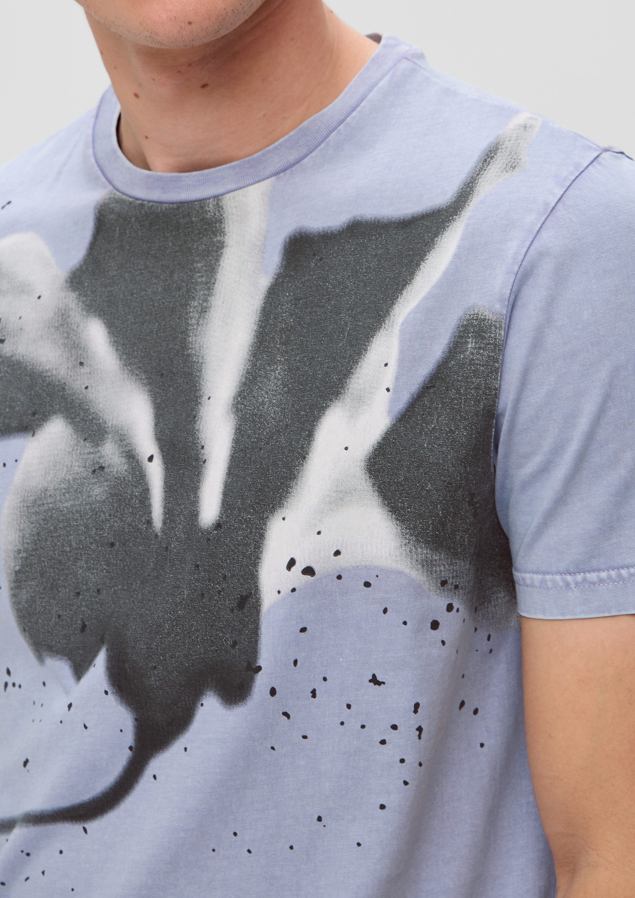 QS Kurzarmshirt T-Shirt T-Shirt mit Frontprint aus reiner Baumwolle