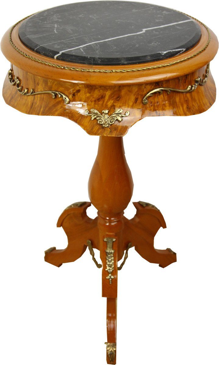 Casa Padrino Beistelltisch Barock Beistelltisch Mahagoni Hellbraun mit Marmorplatte 70 x 41 cm - Tisch Möbel Barockmöbel