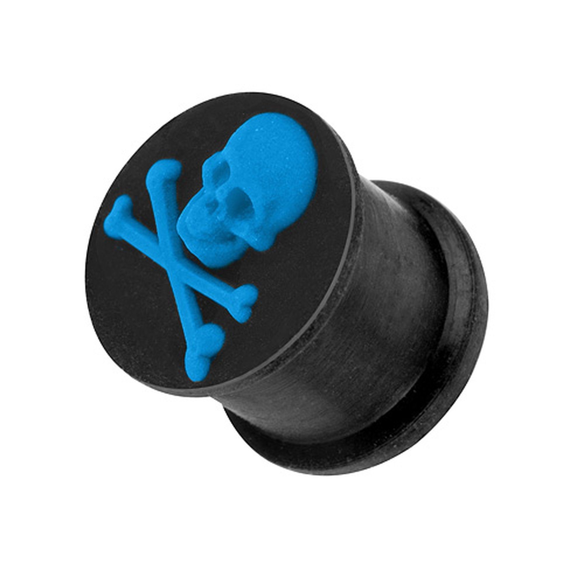 Taffstyle Plug Ohr Piercing Ohrpiercing 3D Silikon mit Totenkopf, Ohr Plug Flesh Tunnel Piercing Ohrpiercing 3D Silikon mit Totenkopf Blau