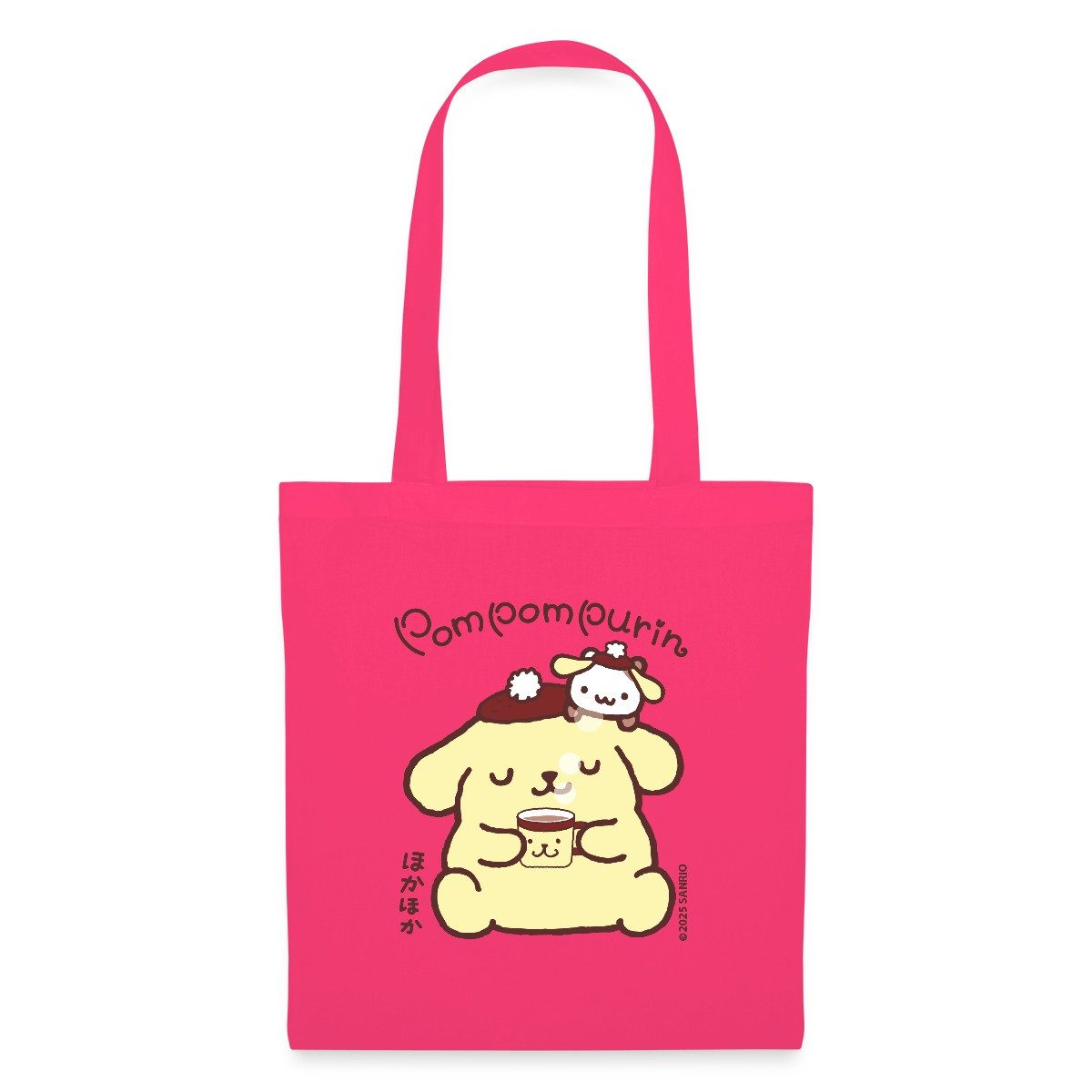 Spreadshirt Henkeltasche Pompompurin Trinkt Kaffee Mit Muffin Stoffbeutel (1-tlg)