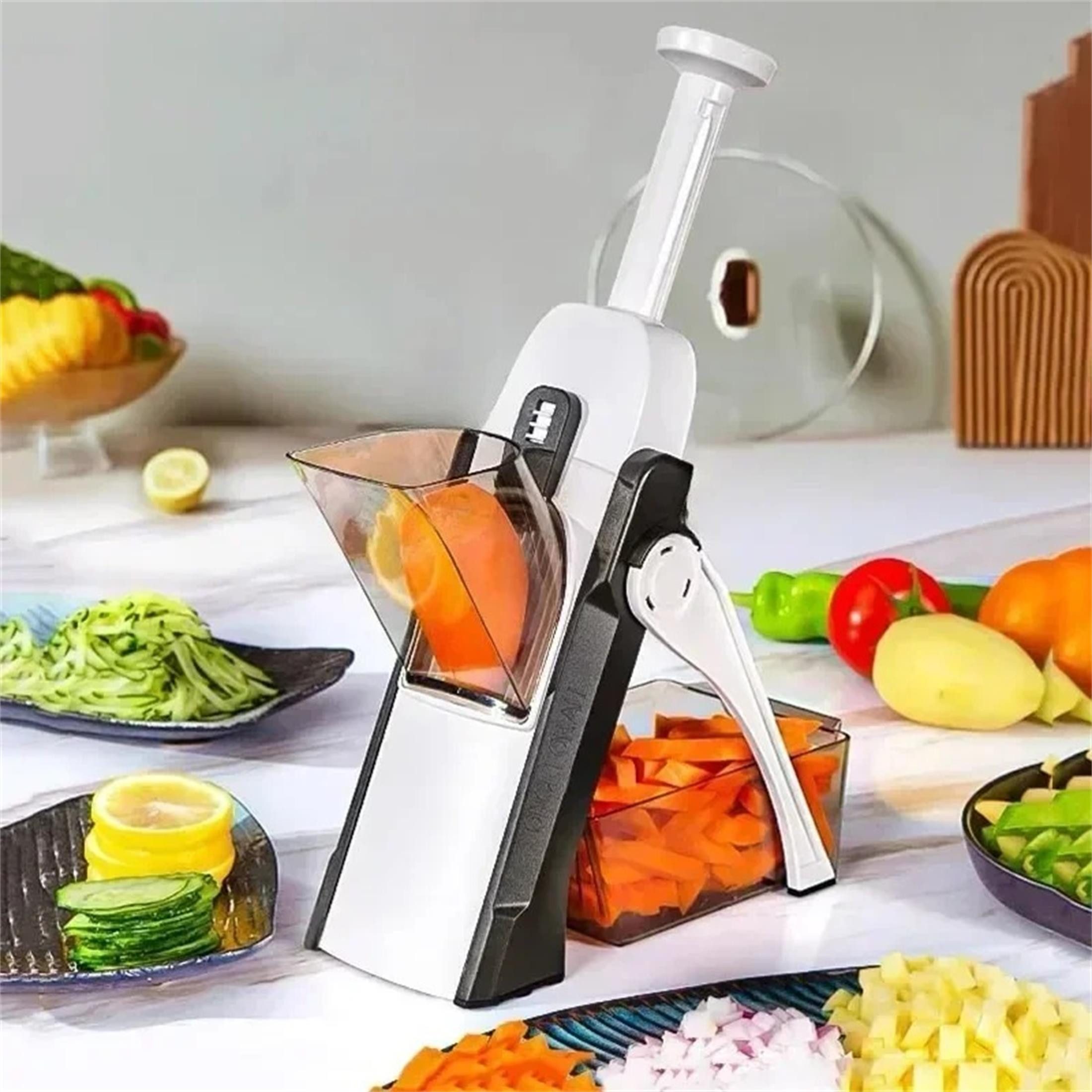 Luckice Gemüseschneider Multifunktionaler Gemüseschneider, manuell, für Salat, Kartoffeln, Pommes & Käse, Küchenhelfer – Bild 3 von 5