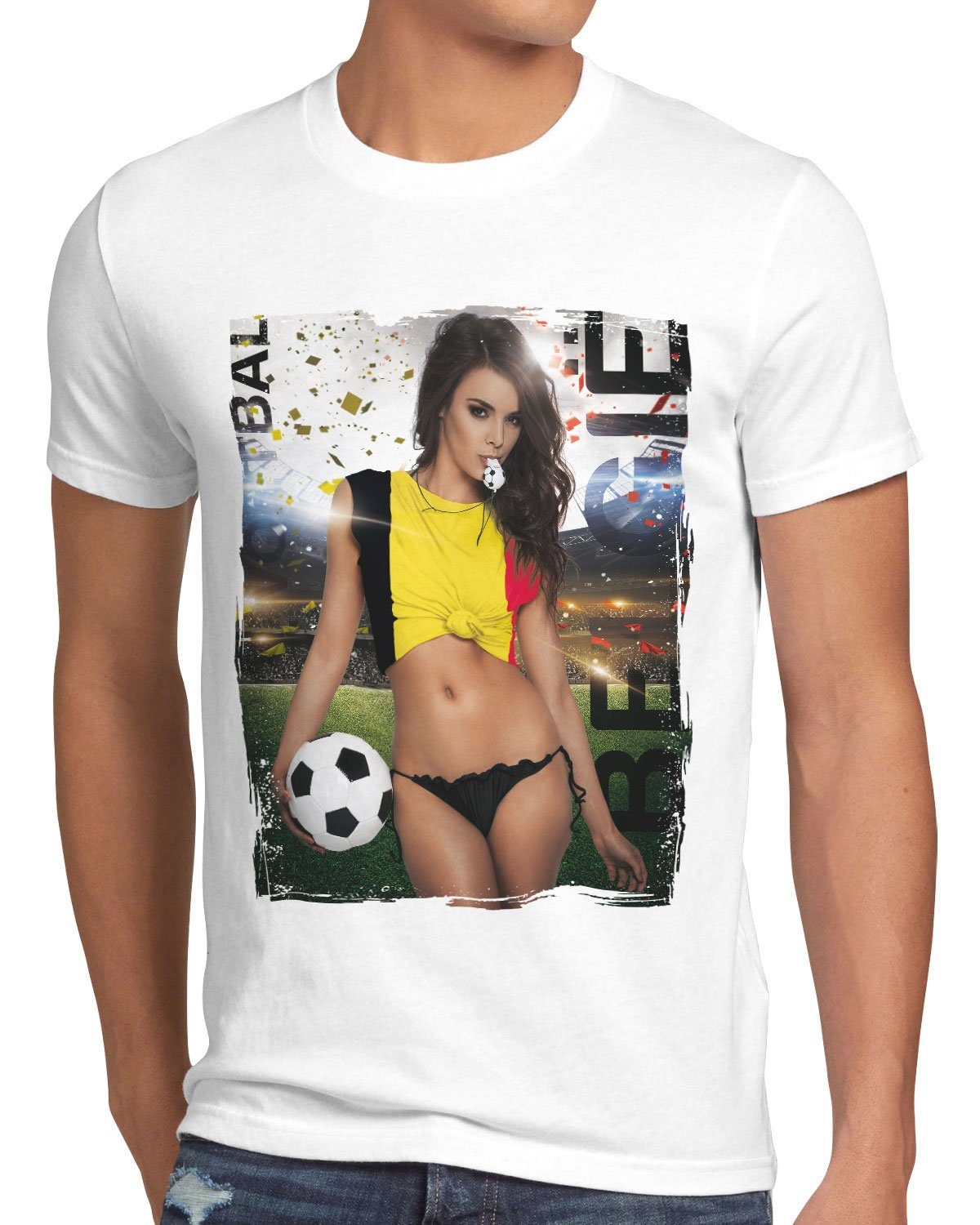 Fußball 2022 Soccer T-Shirt style3 Print-Shirt Herren Deutschland EM Weiss Trikot Germany Girl
