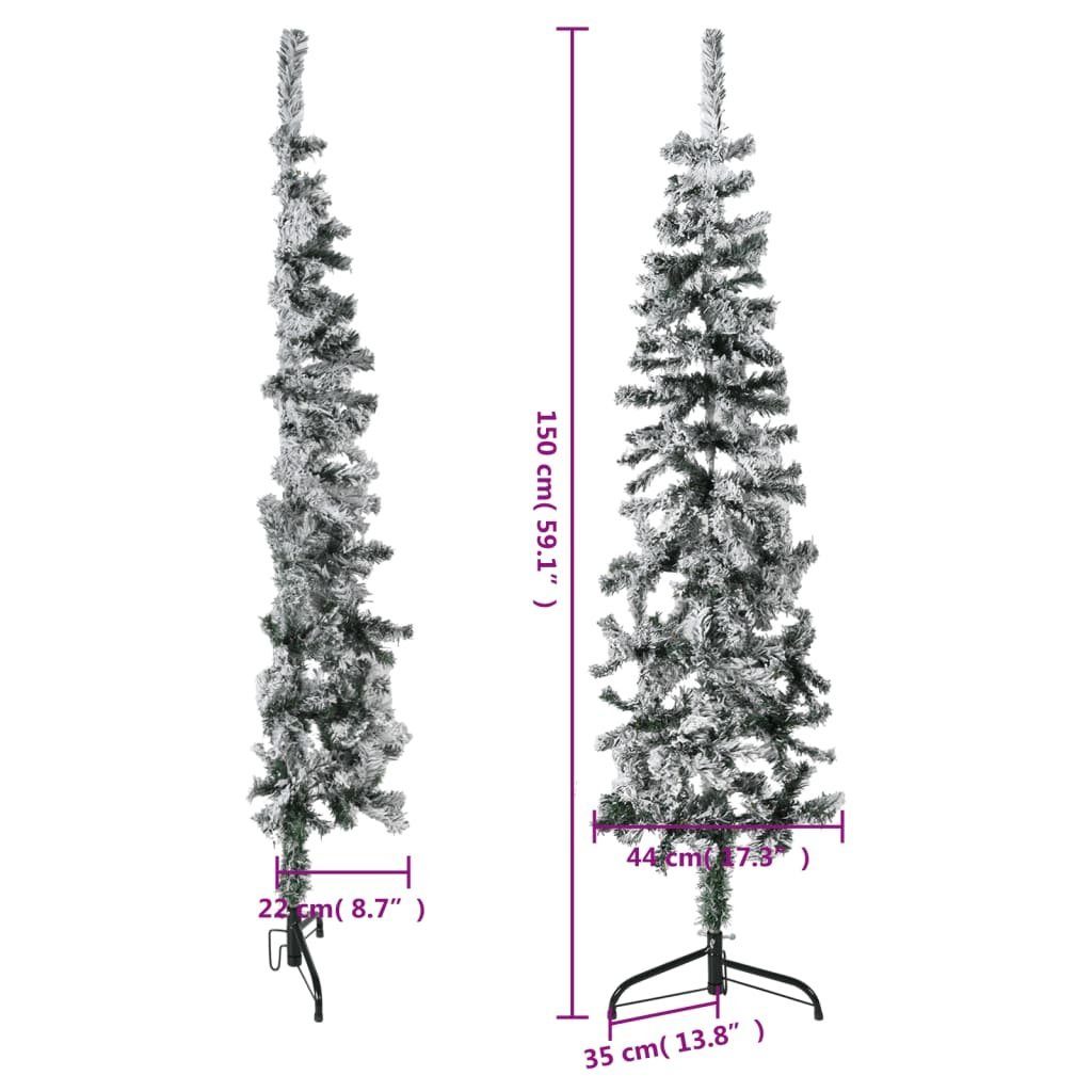 Halb-Weihnachtsbaum Schlank und cm mit Künstlicher vidaXL Weihnachtsbaum Weiß grün 150 Schnee Künstlicher