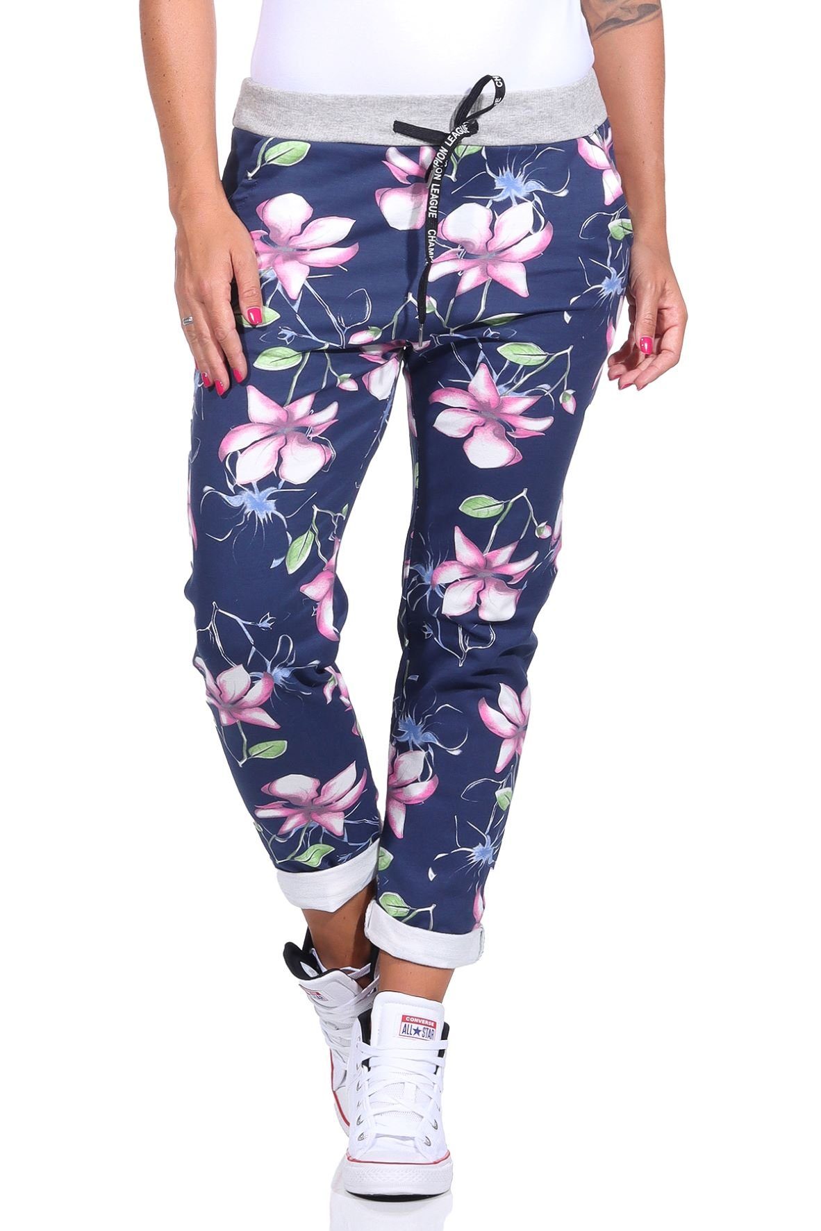 18 gemustert Jogginghose M. Damen Chinohose Hose Blumen Baumwolle Mississhop 287