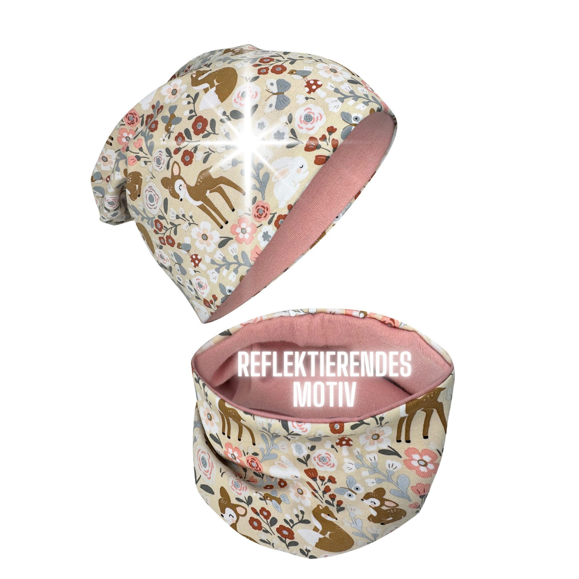 HECKBO Beanie 360° Reflektor Kinder Beanie Mütze & Loop Schal Set