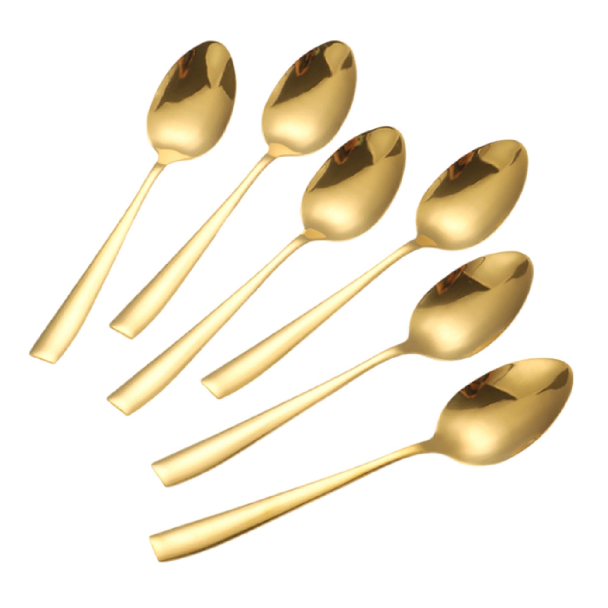 Cheffinger Besteck-Set 6er Set goldene Kaffeelöffel aus hochwertigem Edelstahl Modern, Edelstahl