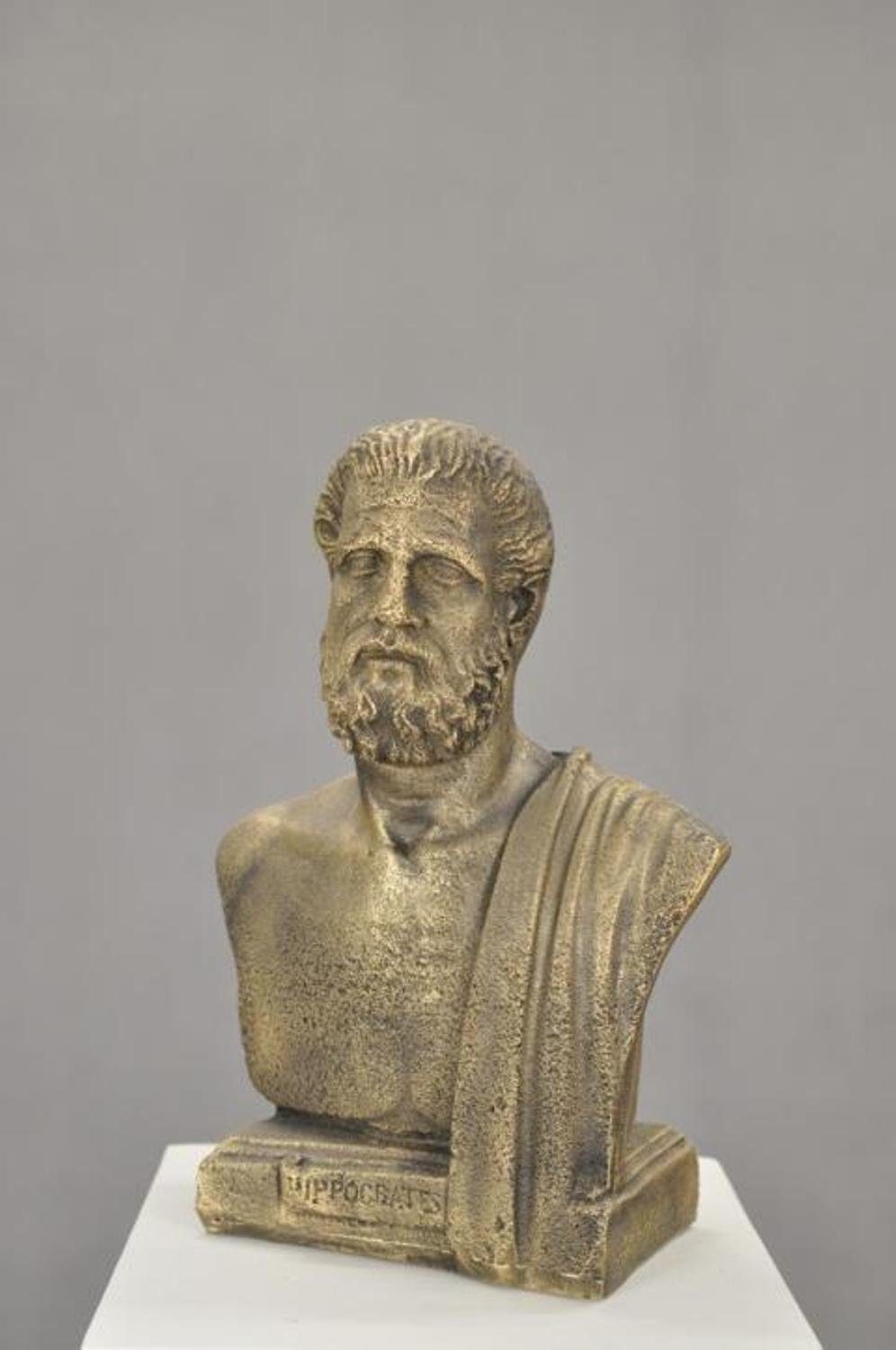 Dekoration Skulptur JVmoebel Büste Figuren Statue Design Skulptur Hippokrates Gold